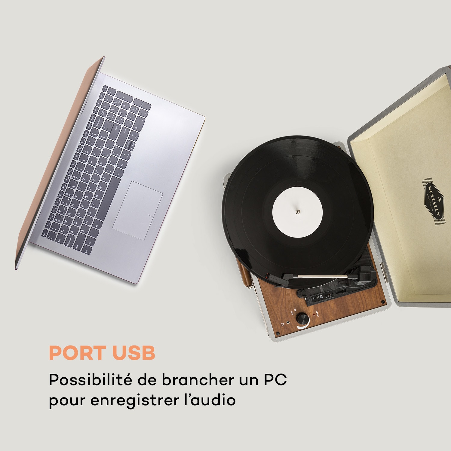 Peggy Sue platine vinyle enceintes stéréo port USB argent Argent