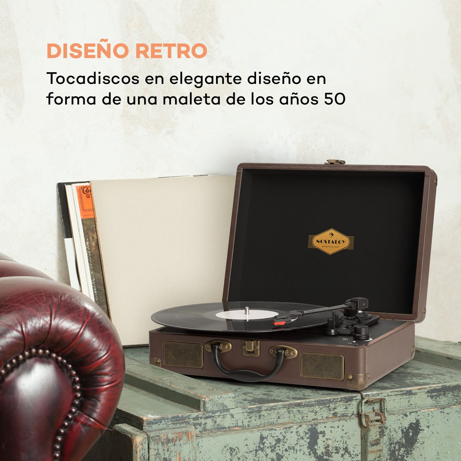 Peggy Sue Tocadiscos Altavoz estéreo Puerto USB Marrón Marrón