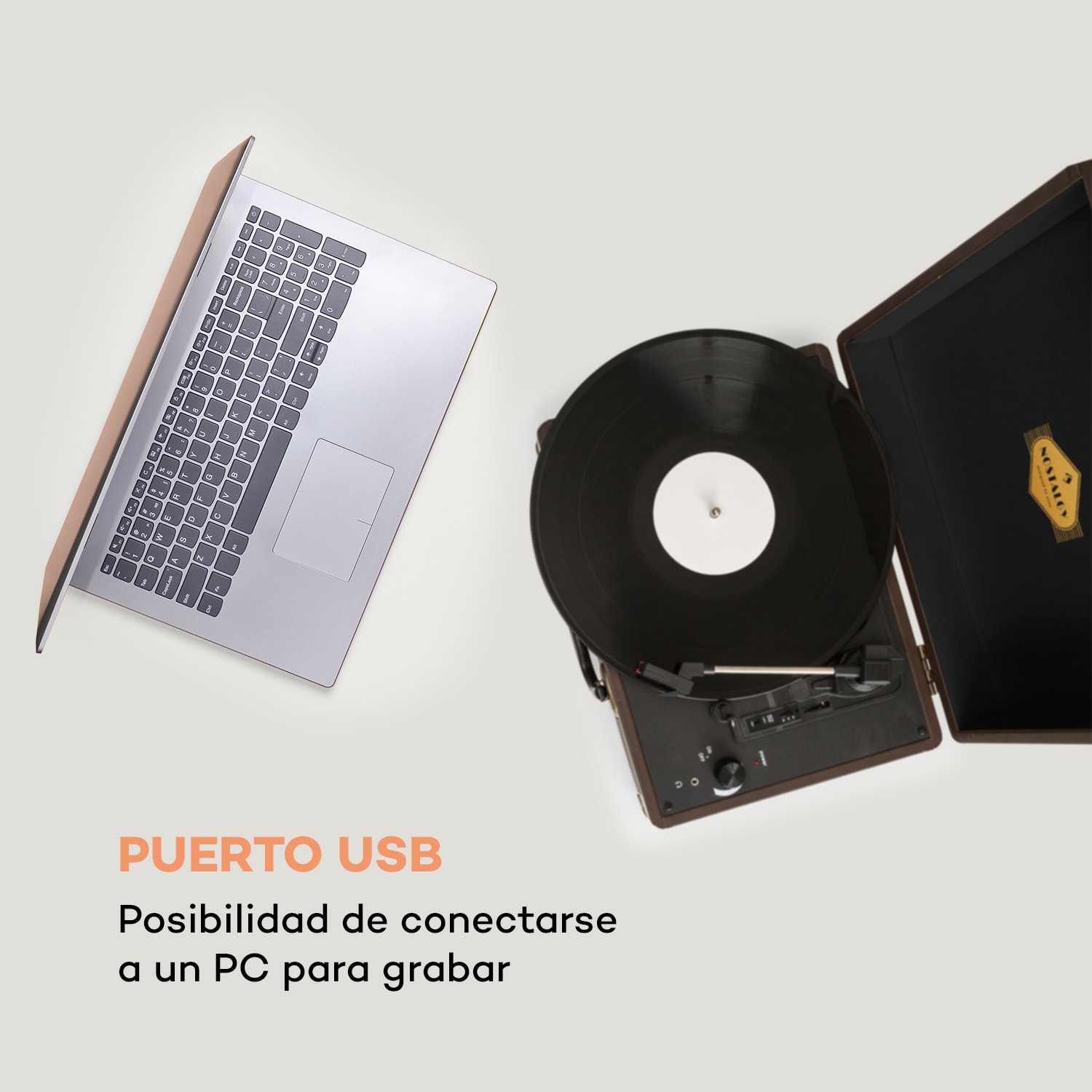 Peggy Sue Tocadiscos Altavoz estéreo Puerto USB Marrón Marrón