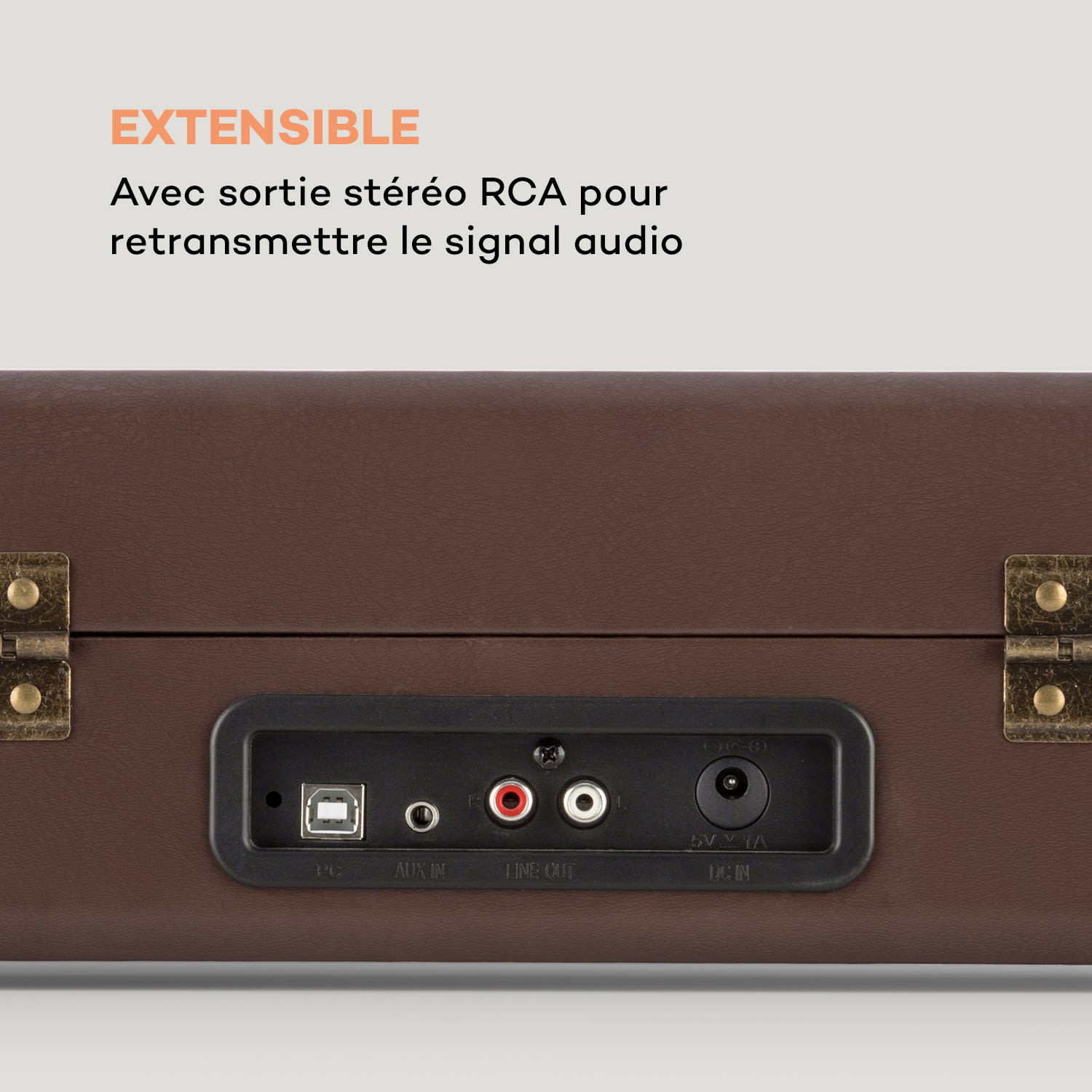 Peggy Sue platine vinyle enceintes stéréo port USB marron Brun