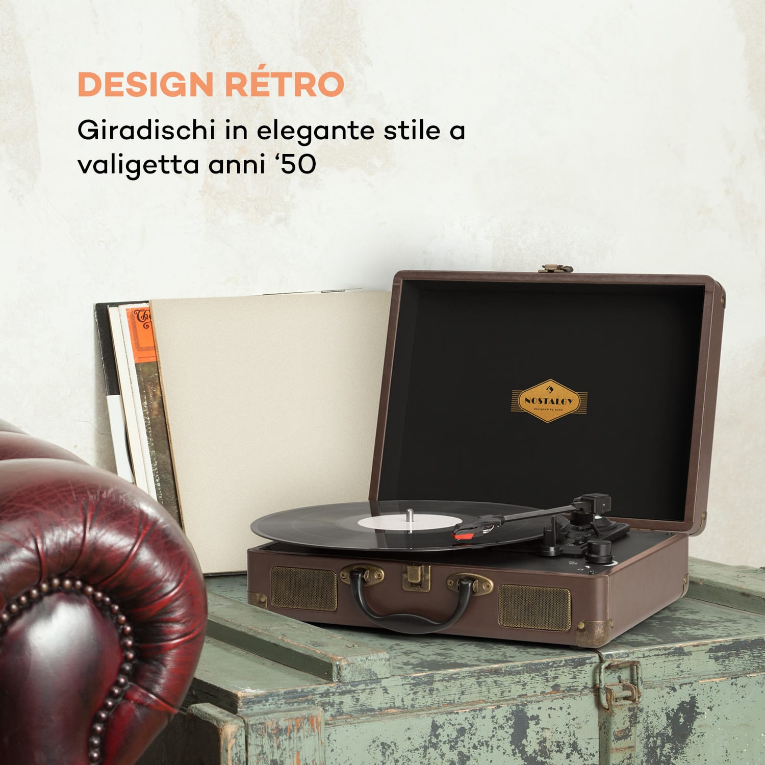 Peggy Sue Giradischi Casse Stereo Connessione USB marrone Marrone