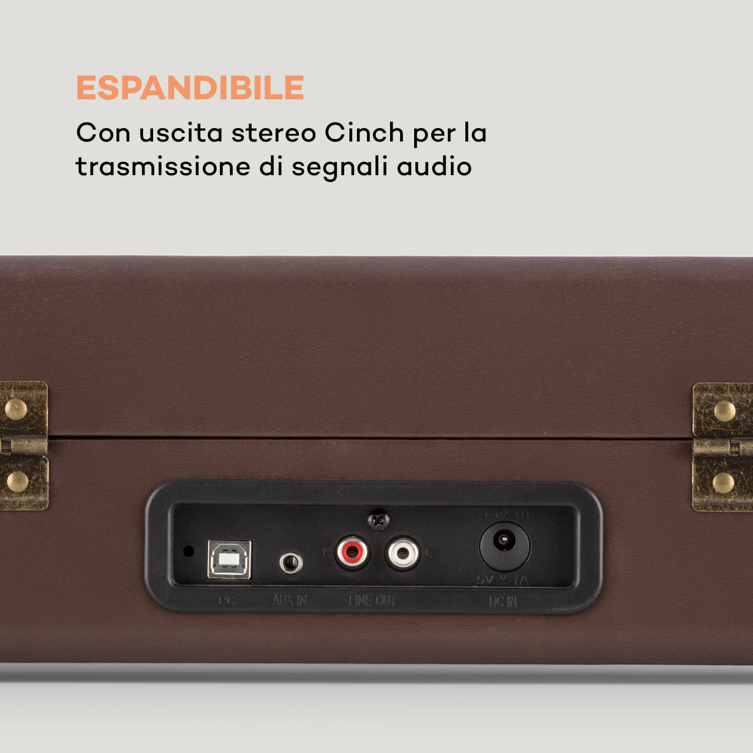 Peggy Sue Giradischi Casse Stereo Connessione USB marrone Marrone