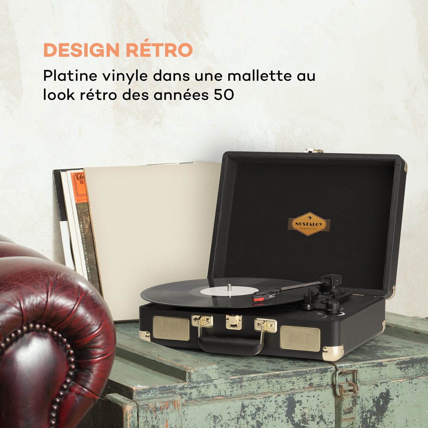 Peggy Sue Platine vinyle rétro enceintes stéréo port USB noir & or Noir / Or