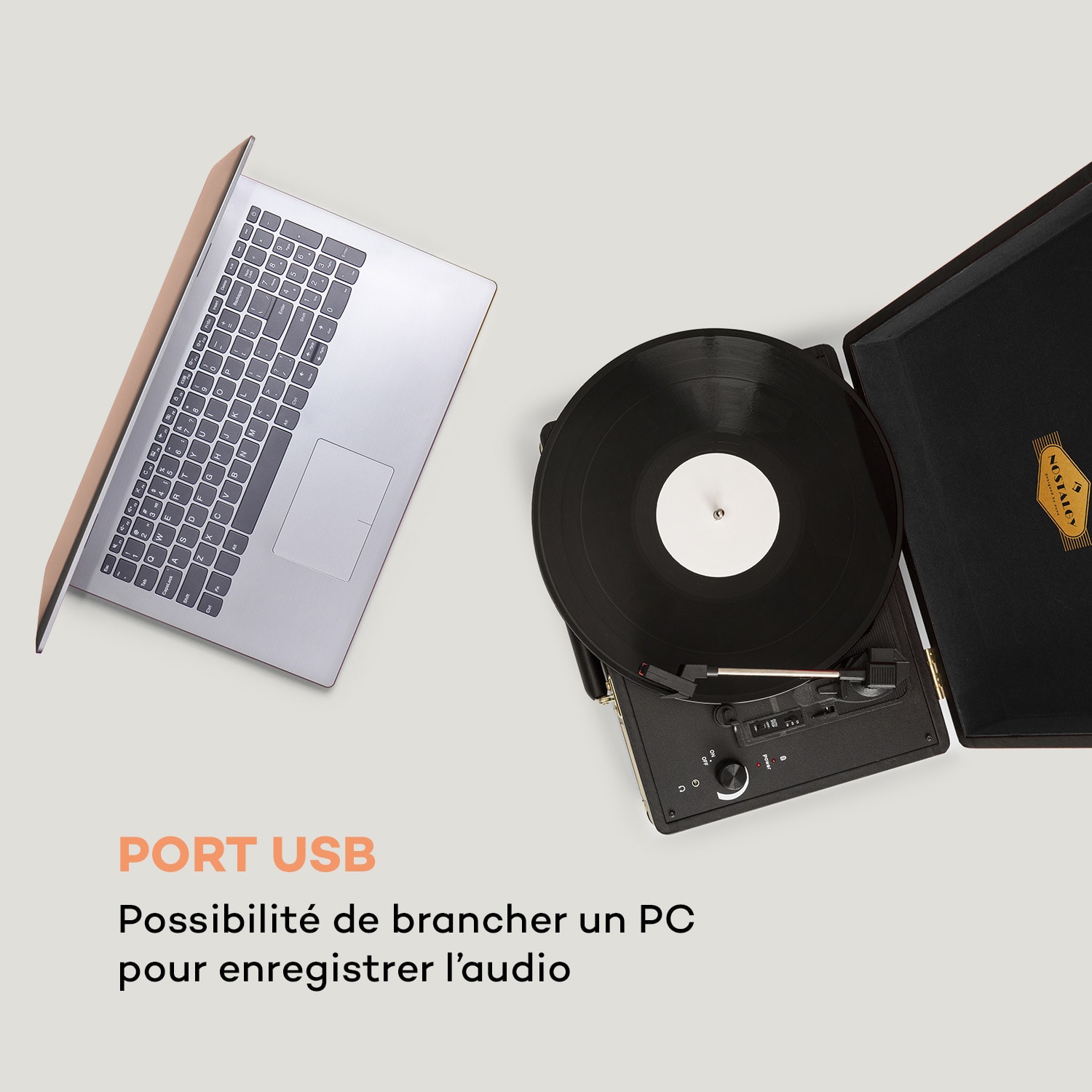 Peggy Sue Platine vinyle rétro enceintes stéréo port USB noir & or Noir / Or