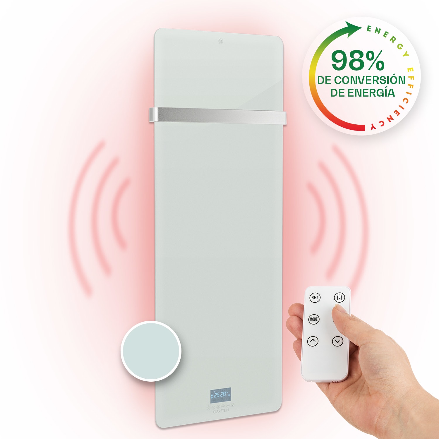 Hot Spot Crystal IR Panel calefactor 45x120cm 20m² 850W 5-40°C LED IP24 Blanco 