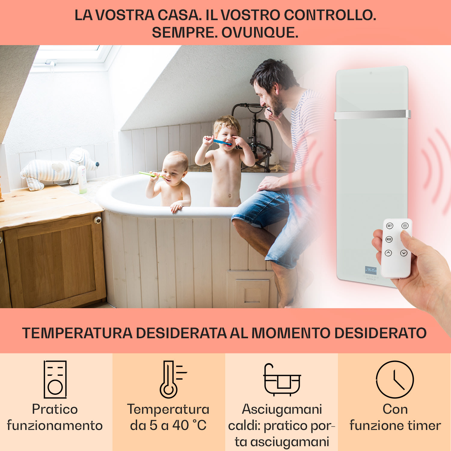 Klarstein Hot Spot Hot Spot Crystal IR pannello di riscaldamento 45x120cm 20m² 850W 5-40°C IP24 bianco 