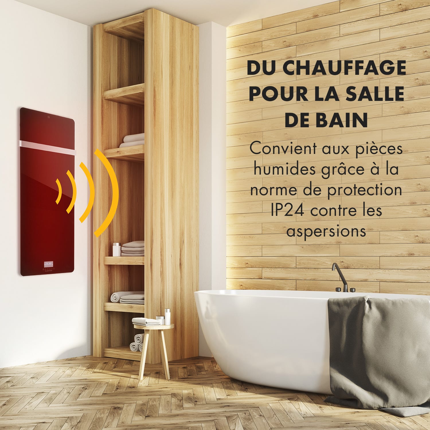 Hot Spot Crystal panneau chaufffant IR 45x120 cm 20 m² 850 W 5-40°C LED IP24 noir Noir
