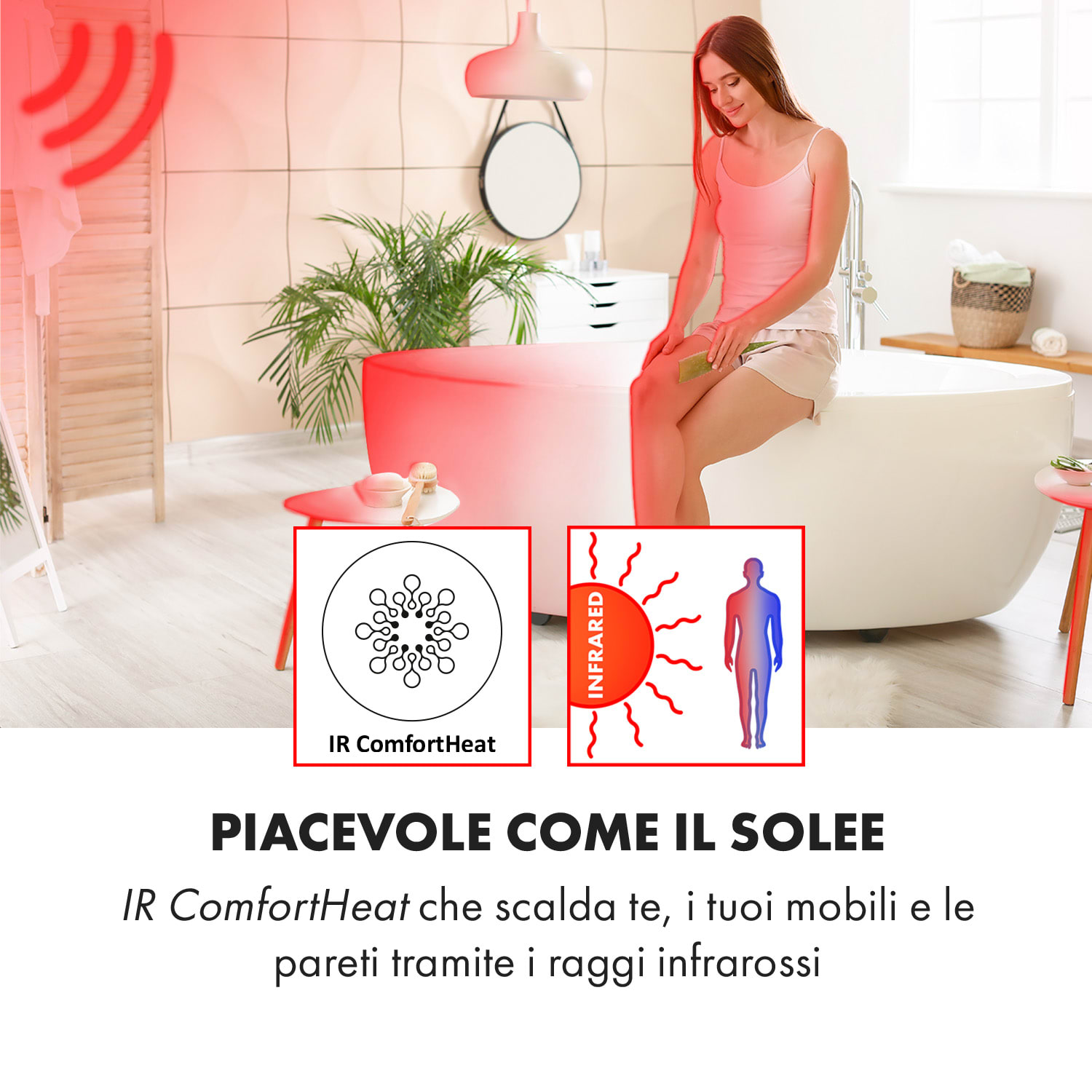 Klarstein Hot Spot Hot Spot Crystal IR pannello di riscaldamento 45x120cm 20m² 850W 5-40°C IP24 nero Nero