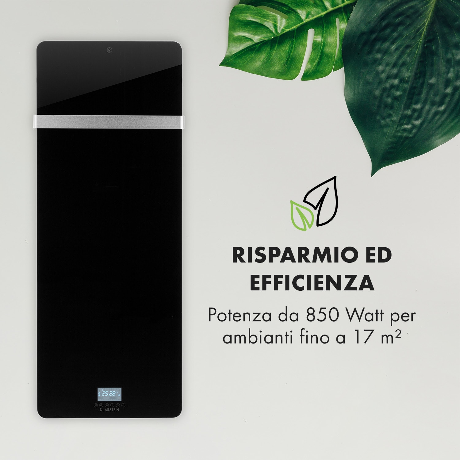 Klarstein Hot Spot Hot Spot Crystal IR pannello di riscaldamento 45x120cm 20m² 850W 5-40°C IP24 nero Nero