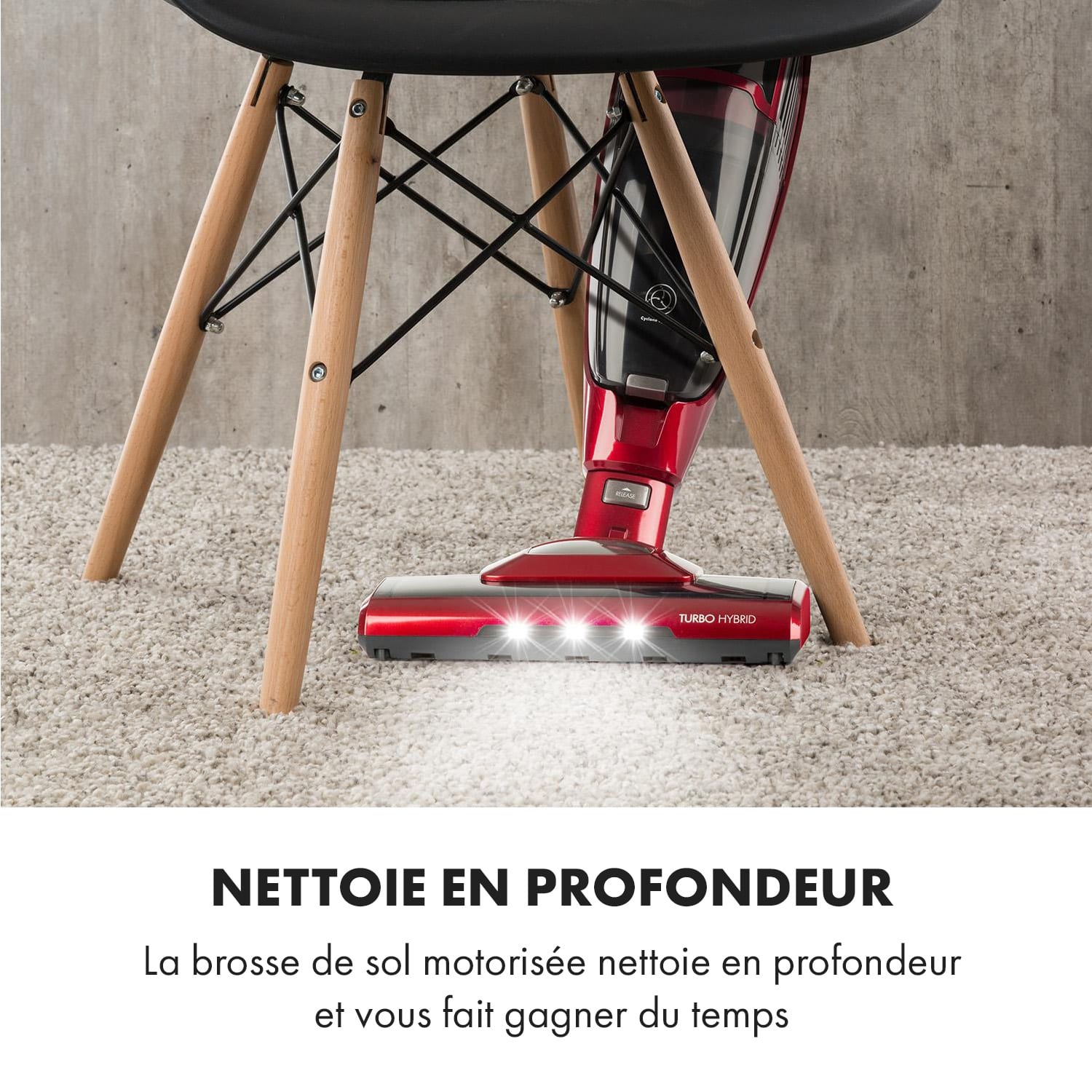 TurboHybrid aspirateur traineau et à main rouge métal Rouge