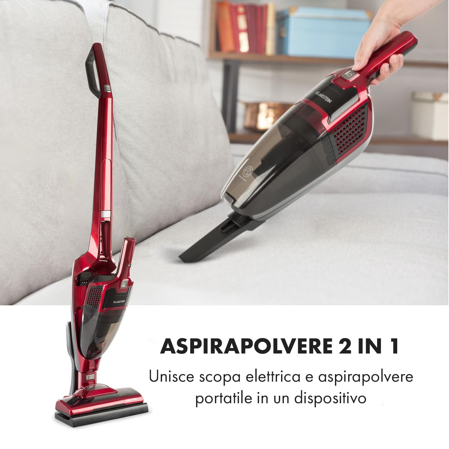 TurboHybrid Aspirapolvere da Pavimento e Portatile Rosso-Metallizzato Rosso