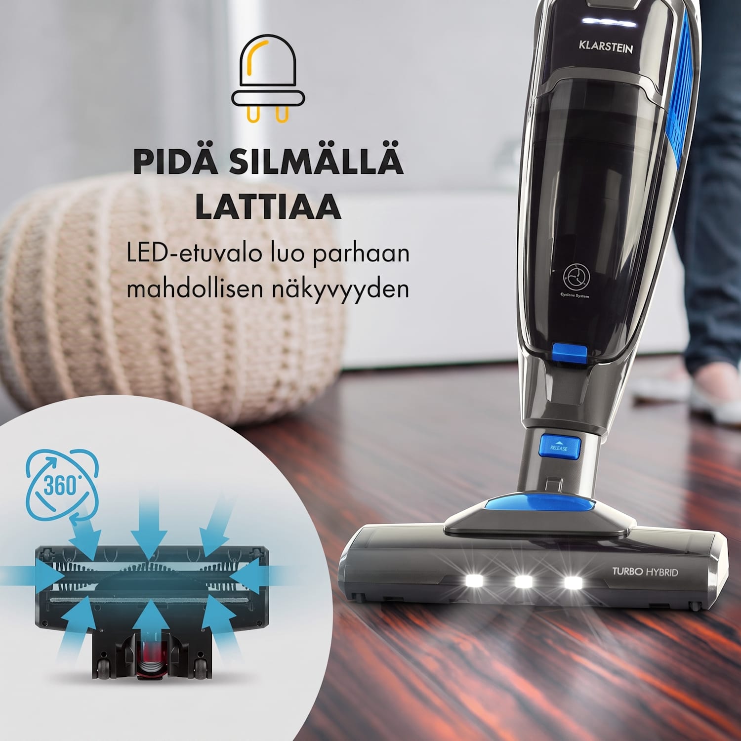 TurboHybrid pölynimuri ja rikkaimuri antrasiitti/sininen Tummanharmaa