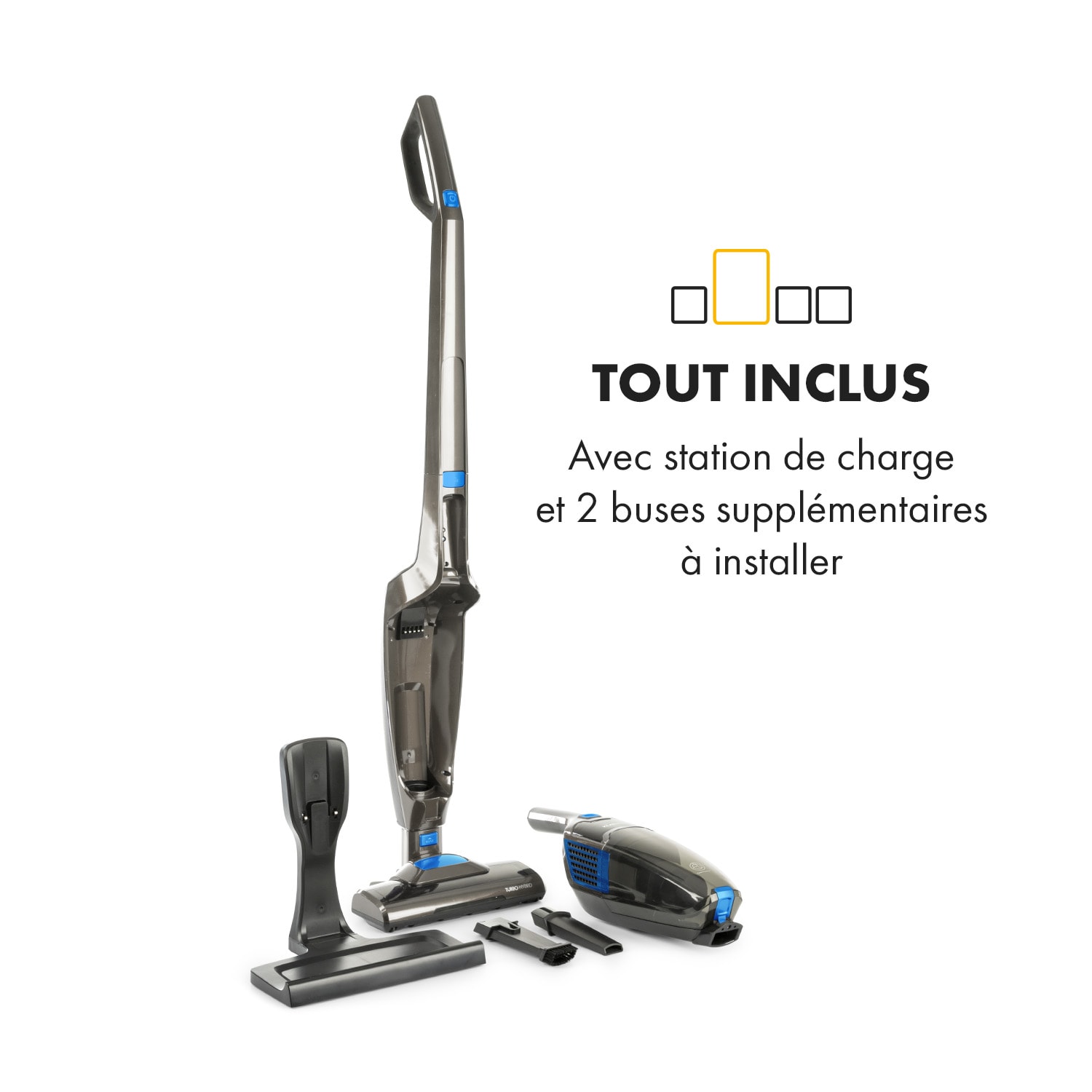 TurboHybrid Aspirateur traineau sans sac et à main batterie 2200mAh - Gris Foncé