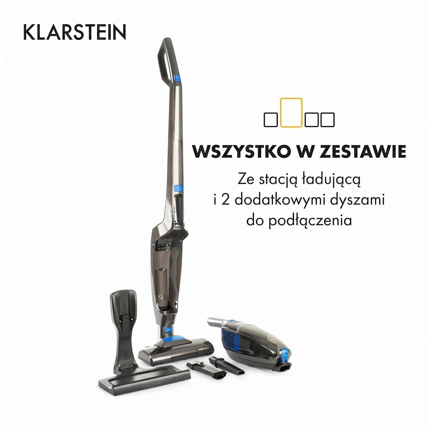 TurboHybrid Odkurzacz podłogowy i ręczny kolor antracytowy/niebieski Ciemnoszary