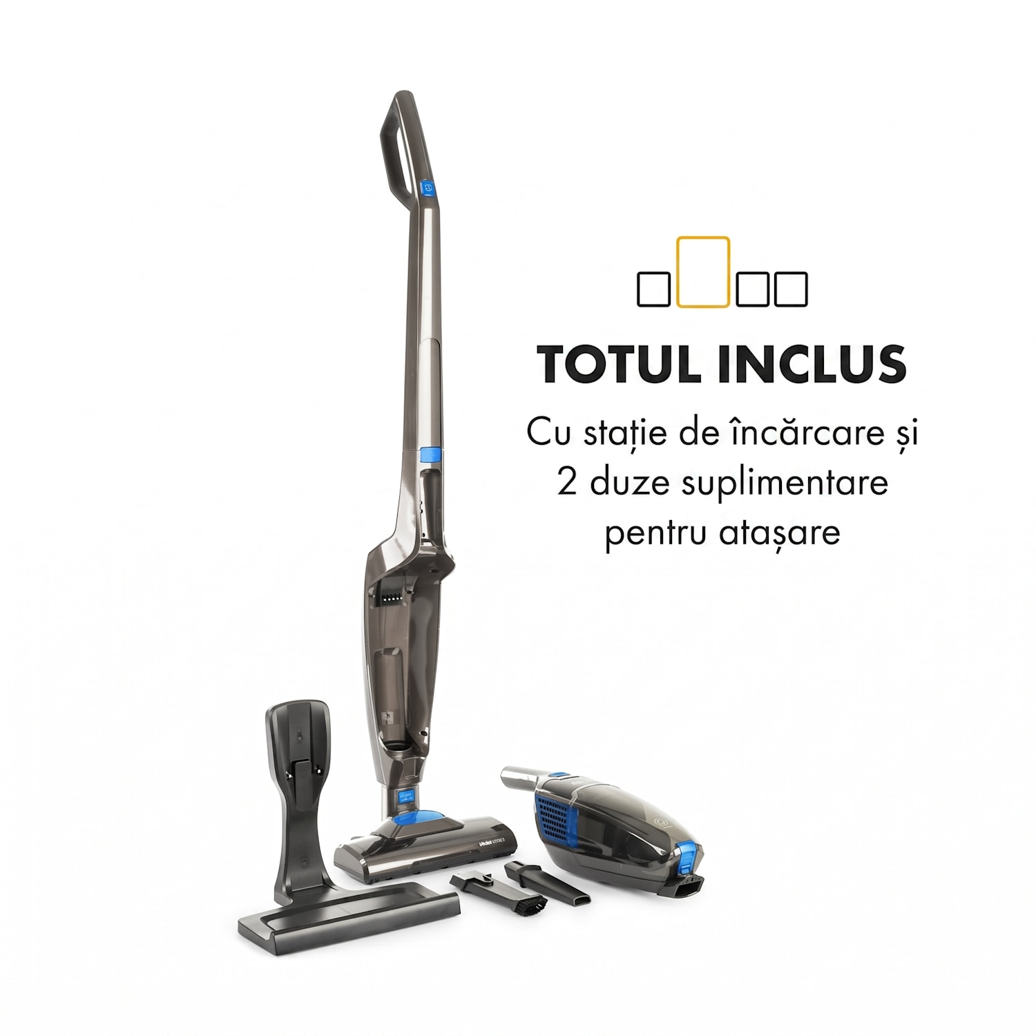 TurboHybrid, aspirator de podea și aspirator de mână, antracit/albastru Gri închis