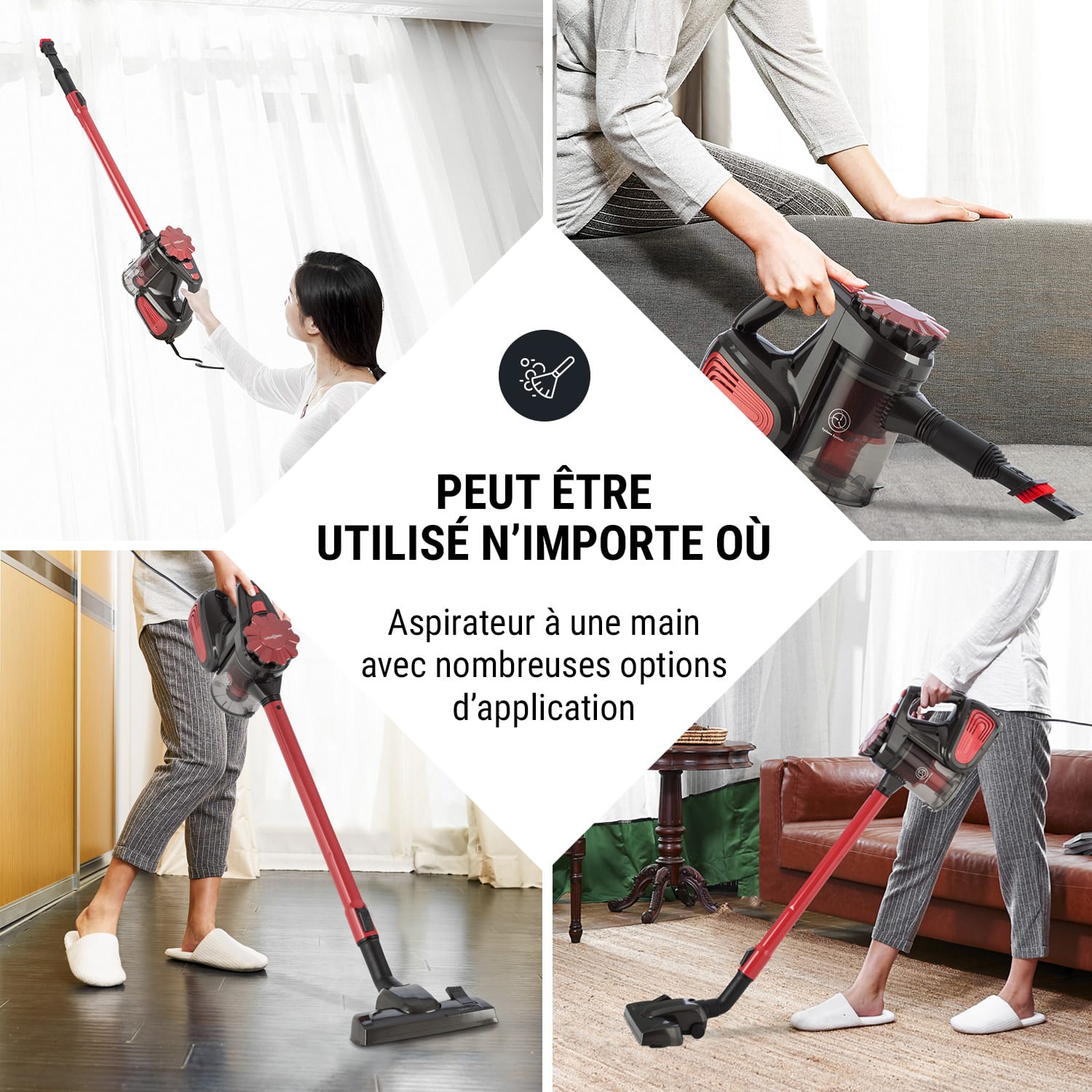 CleanTurbo Aspirateur à main cyclone 0,6L 600W - rouge 