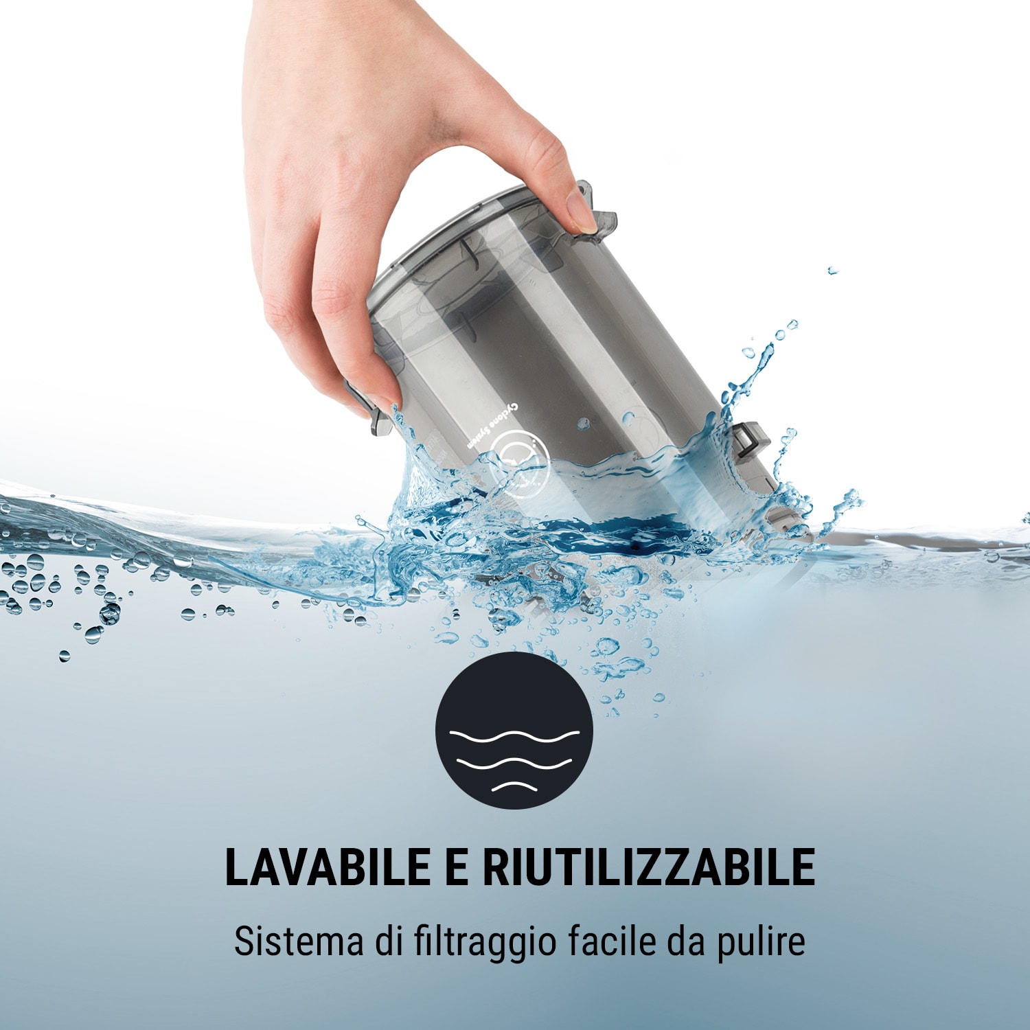 CleanTurbo Aspirapolvere Ciclonico manuale, 600 W, Sistema MultiCyclonic, blu Blu