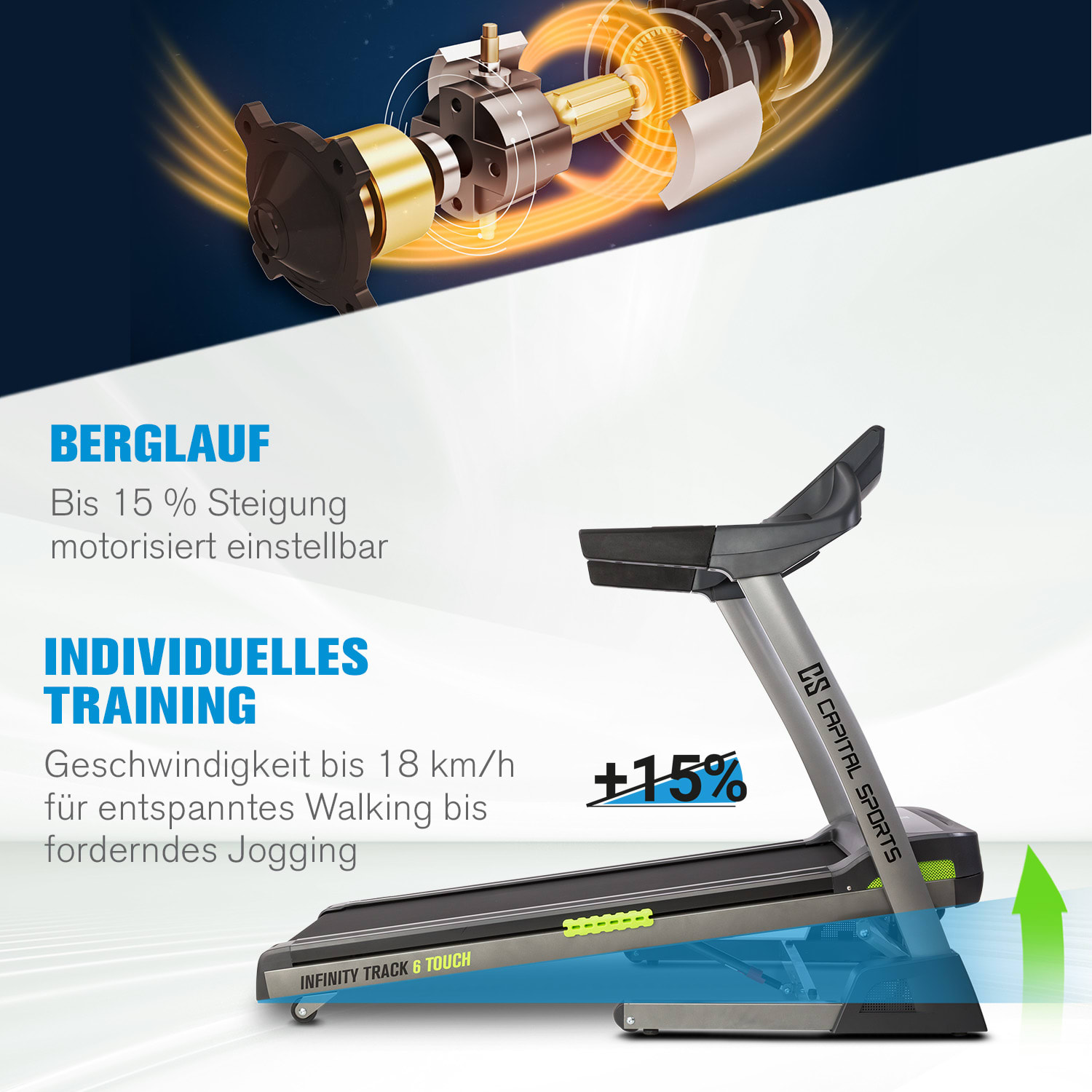 Infinity Track 6.0 Touch Laufband 5,5 PS WiFi 9" TFT-Touch-Screen 