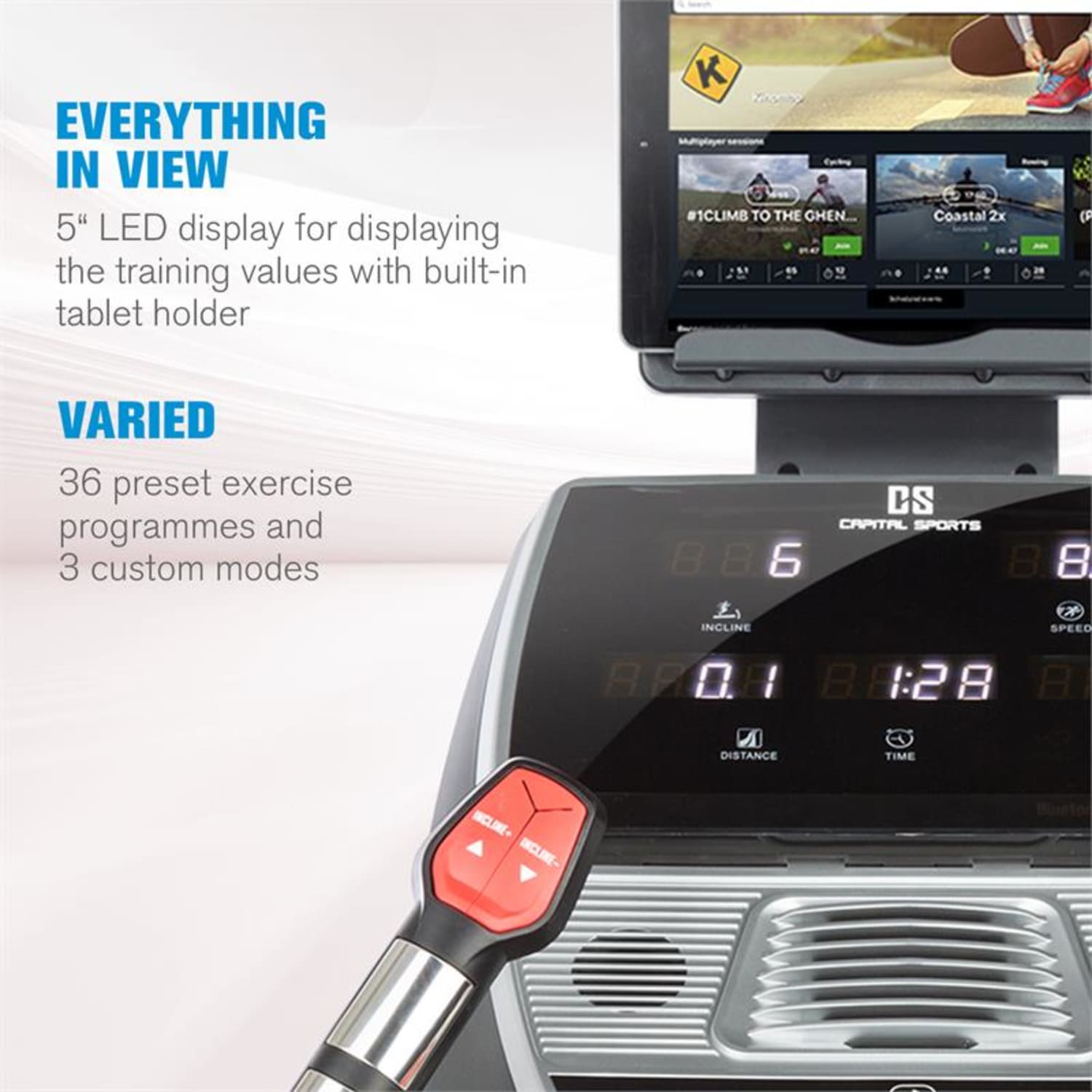 Infinity Track 4.0, futópad, 5,5 HP, Bluetooth, Kinomap alkalmazás, LED
