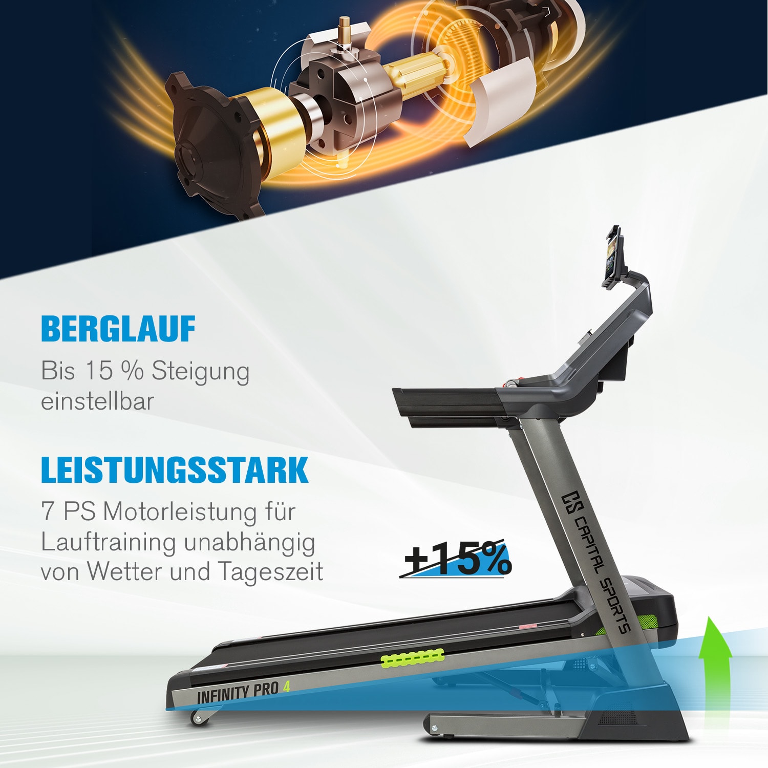 Infinity Pro 4.0 Tapis Roulant 7 CV BT App Kinomap LCD grigio Infinity Pro 4.0 (7 PS)