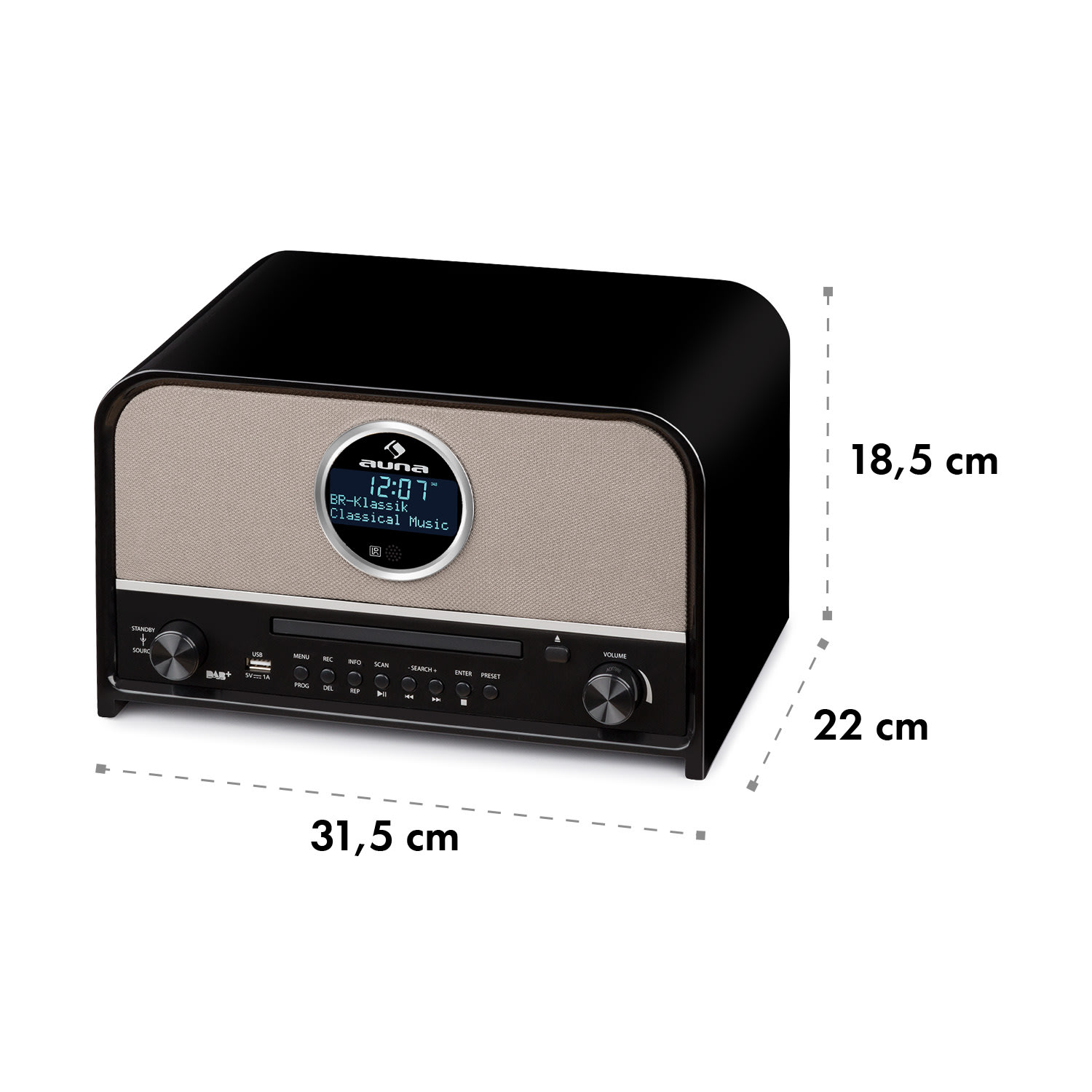 Columbia DAB Radio máx. 60 W  Sintonizador CD DAB+/ FM Bluetooth MP3 USB Negro 