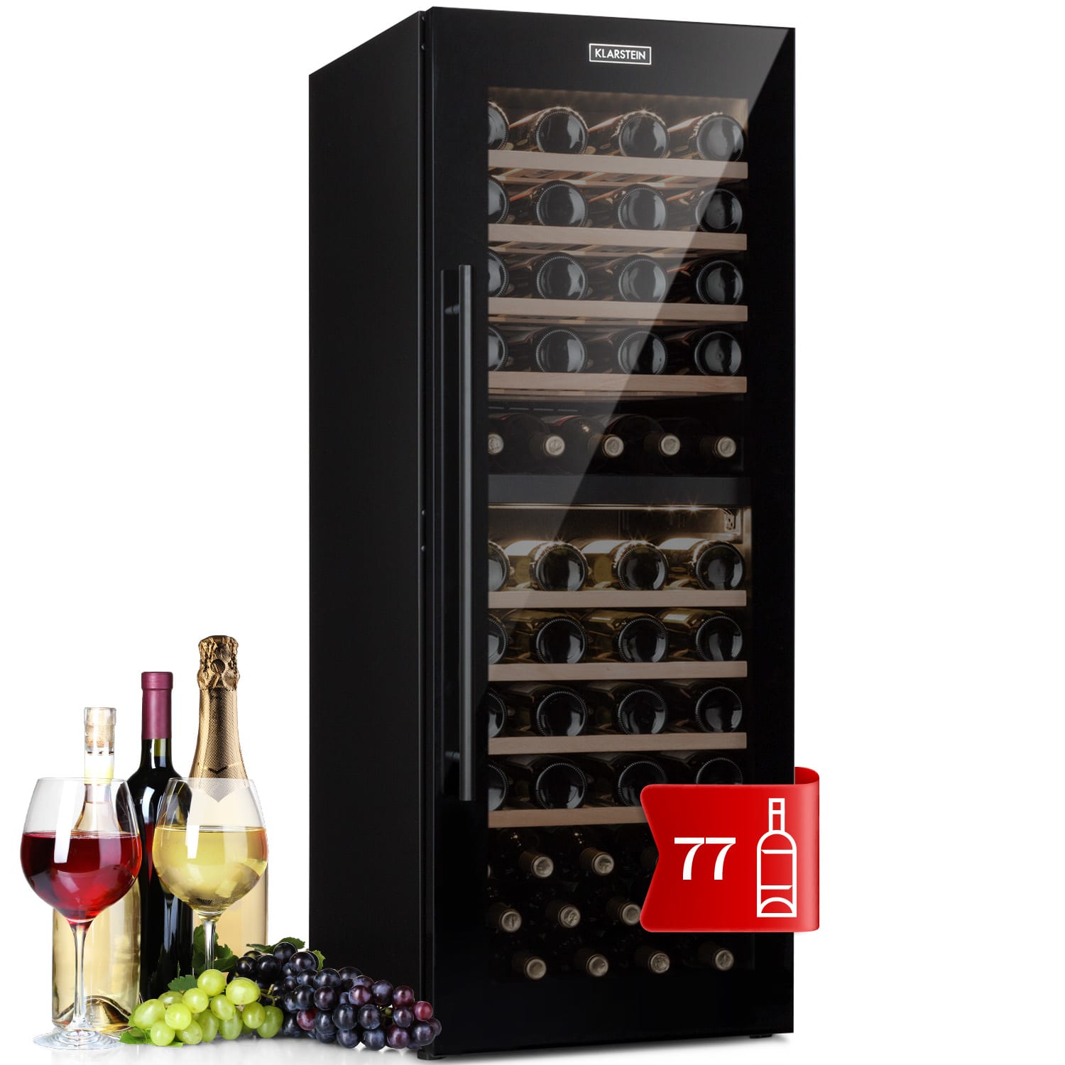 Barossa 77 Duo Cantinetta Vino 2 Zone 191 L 77 Fl. Touch LED Nero 2 zone di raffreddamento | 77 bottiglie