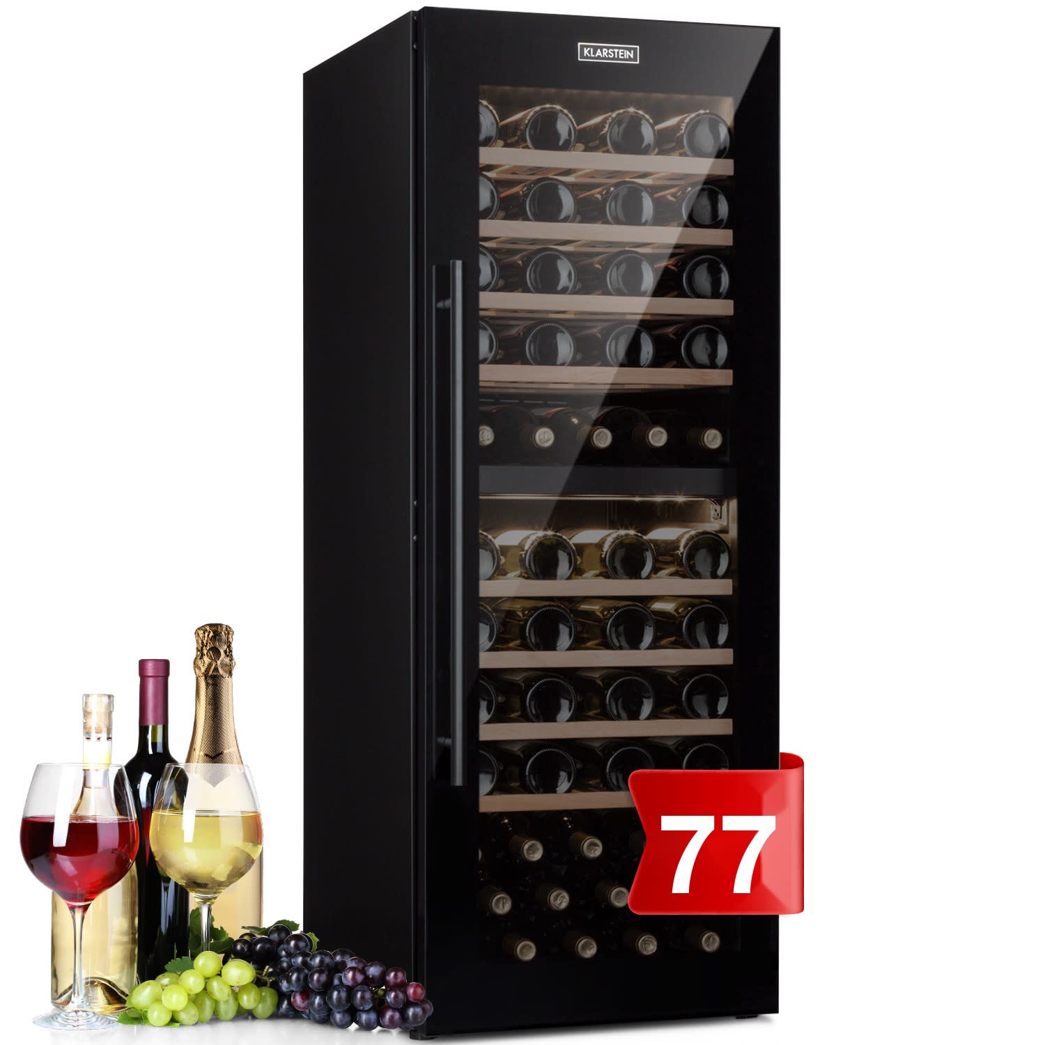 Barossa 77 Duo vinkylskåp 2 zoner 191 L 77 Fl. touch LED svart 
