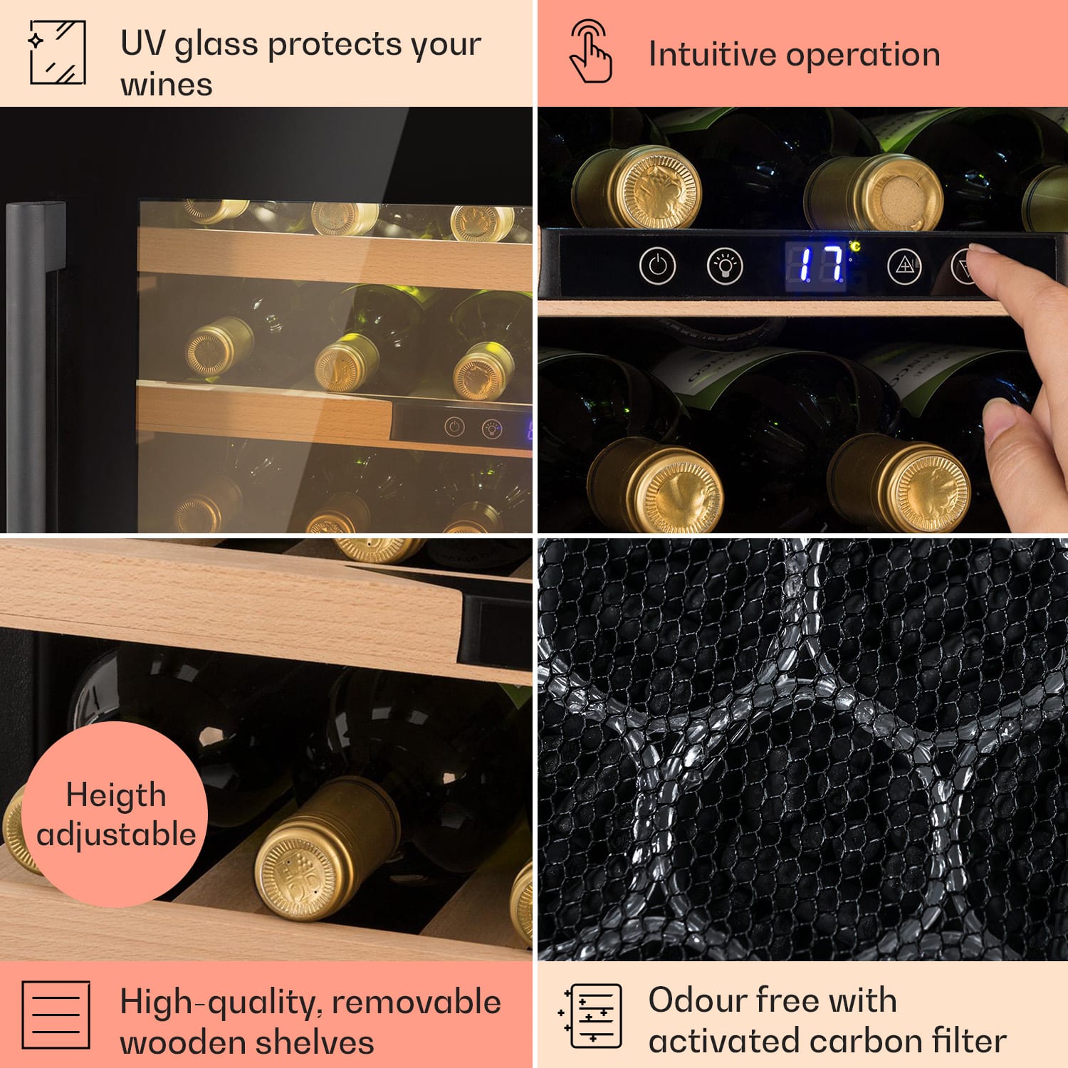 Vinsider 24 Onyx Edition, răcitor de vinuri încorporat, clasa de eficiență energetică G 24_bottles | 1 | Negru