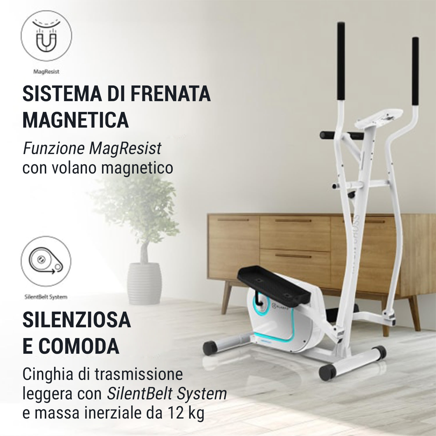 Myon Cross Crosstrainer 12 kg Volano SilentBelt System bianco 