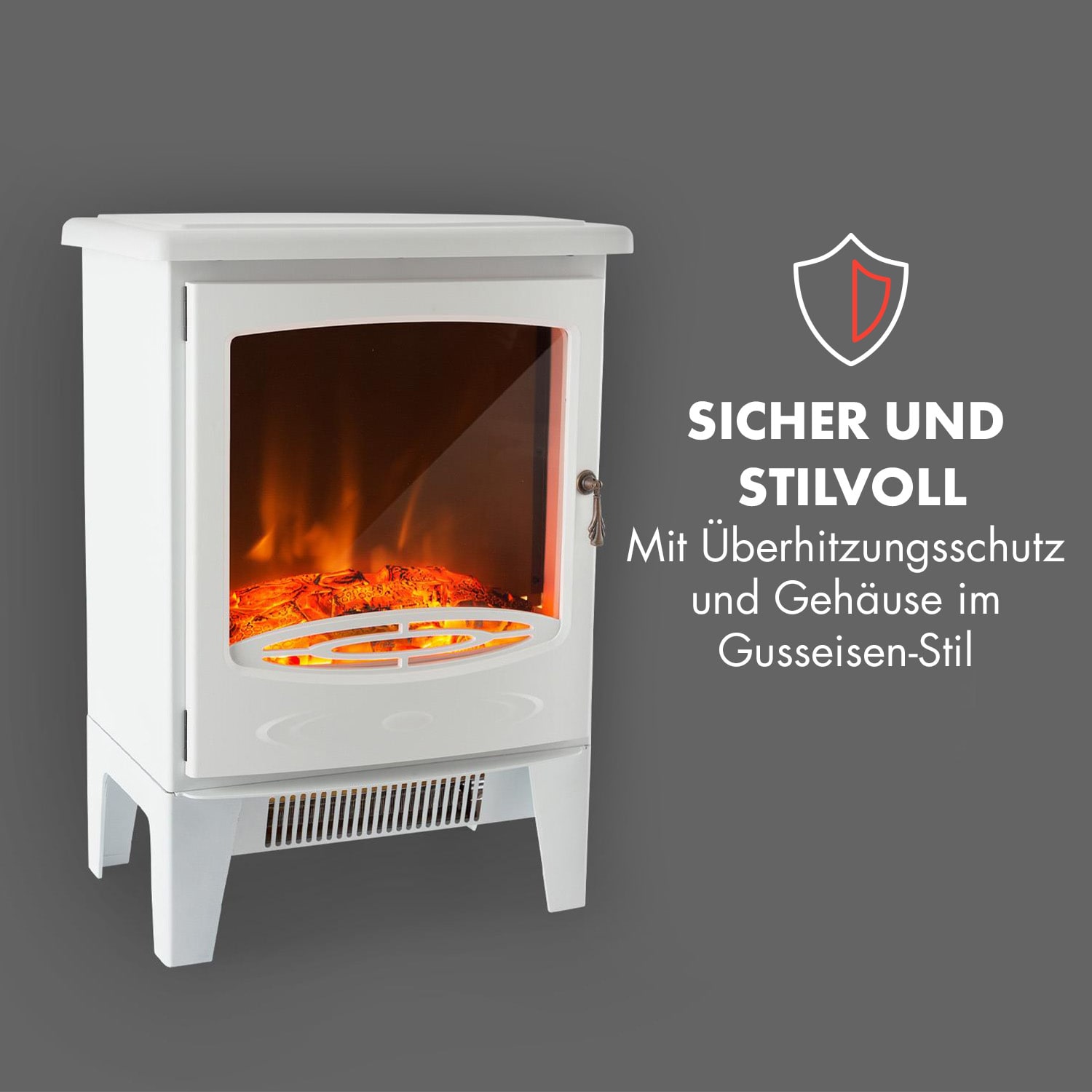 Camino elettrico Meran 950/1850W a 2 stadi di riscaldamento in ghisa  