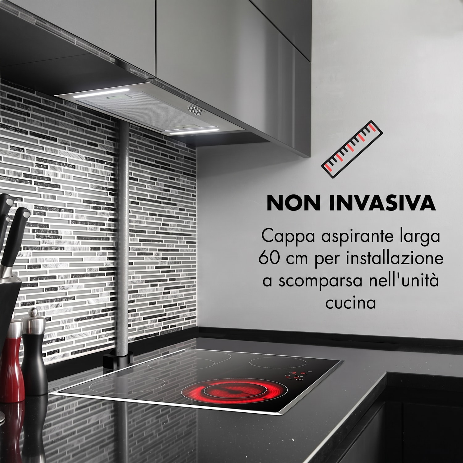 Down Under Cappa Aspirante Incasso 60cm Scarico: 590 m³/h LED Inox 60 cm
