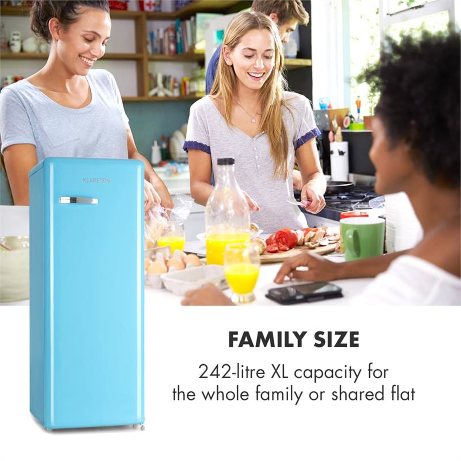 Irene XL Réfrigérateur pleine capacité  240 litres design rétro Bleu Pastel