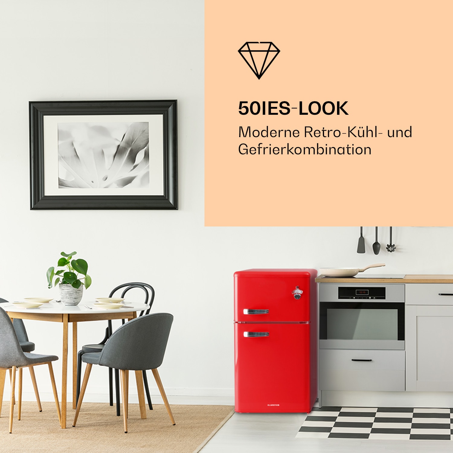 Irene Kühl- & Gefrierkombination 85 Liter Retro-Design Rot