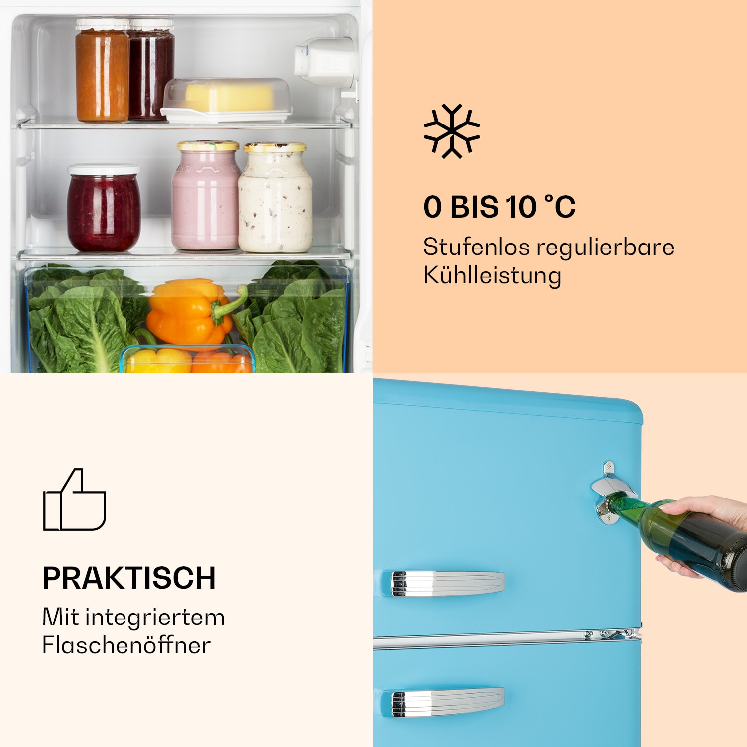 Irene Kühl- & Gefrierkombination 85 Liter Retro-Design 