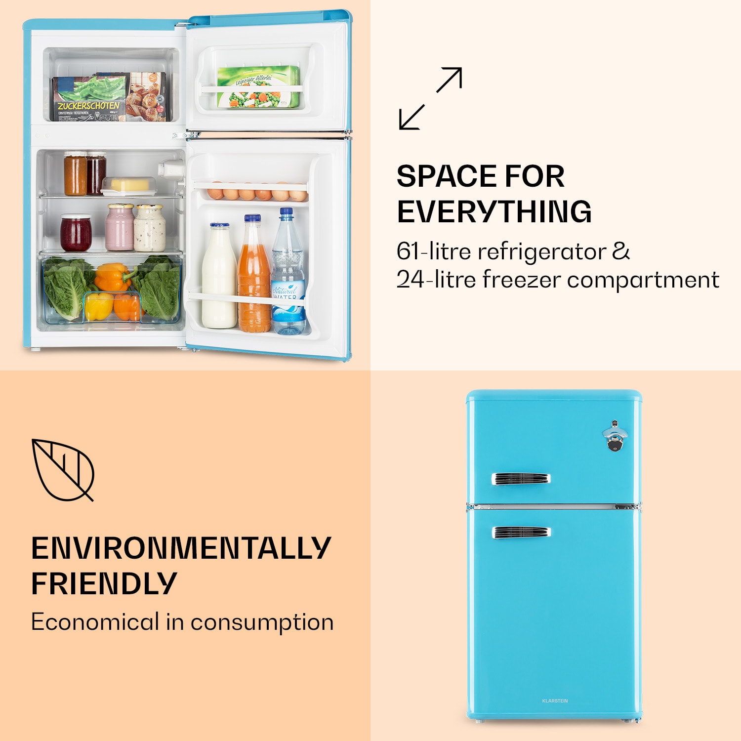 Irene Fridge & Freezer Combination 85 Litres Retro Design 