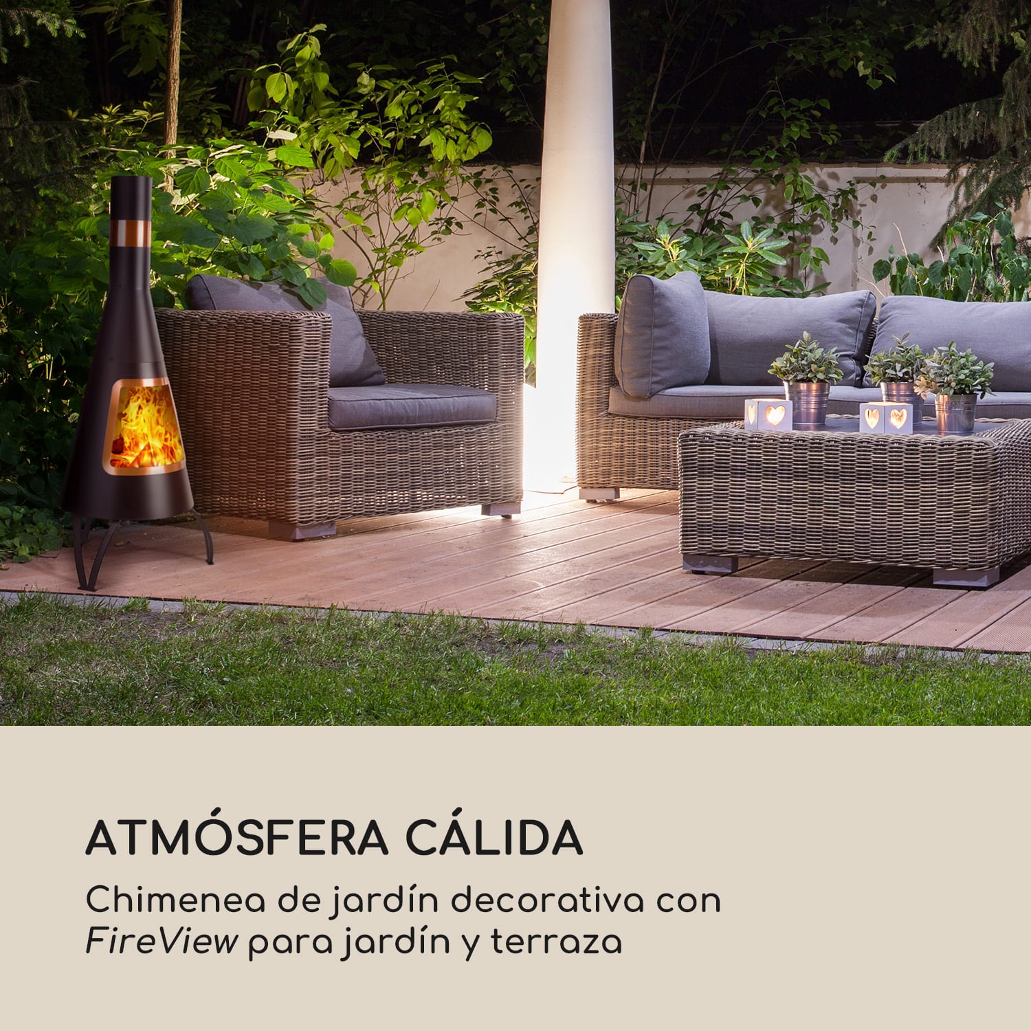 Volantis Cupric Chimenea de jardín Acero inoxidable Negro 