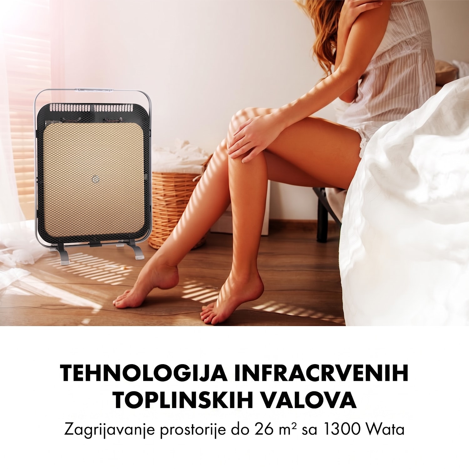 HeatPal Marble Blackline, infracrvena grijalica, 1300 W, mramor, aluminij Crna