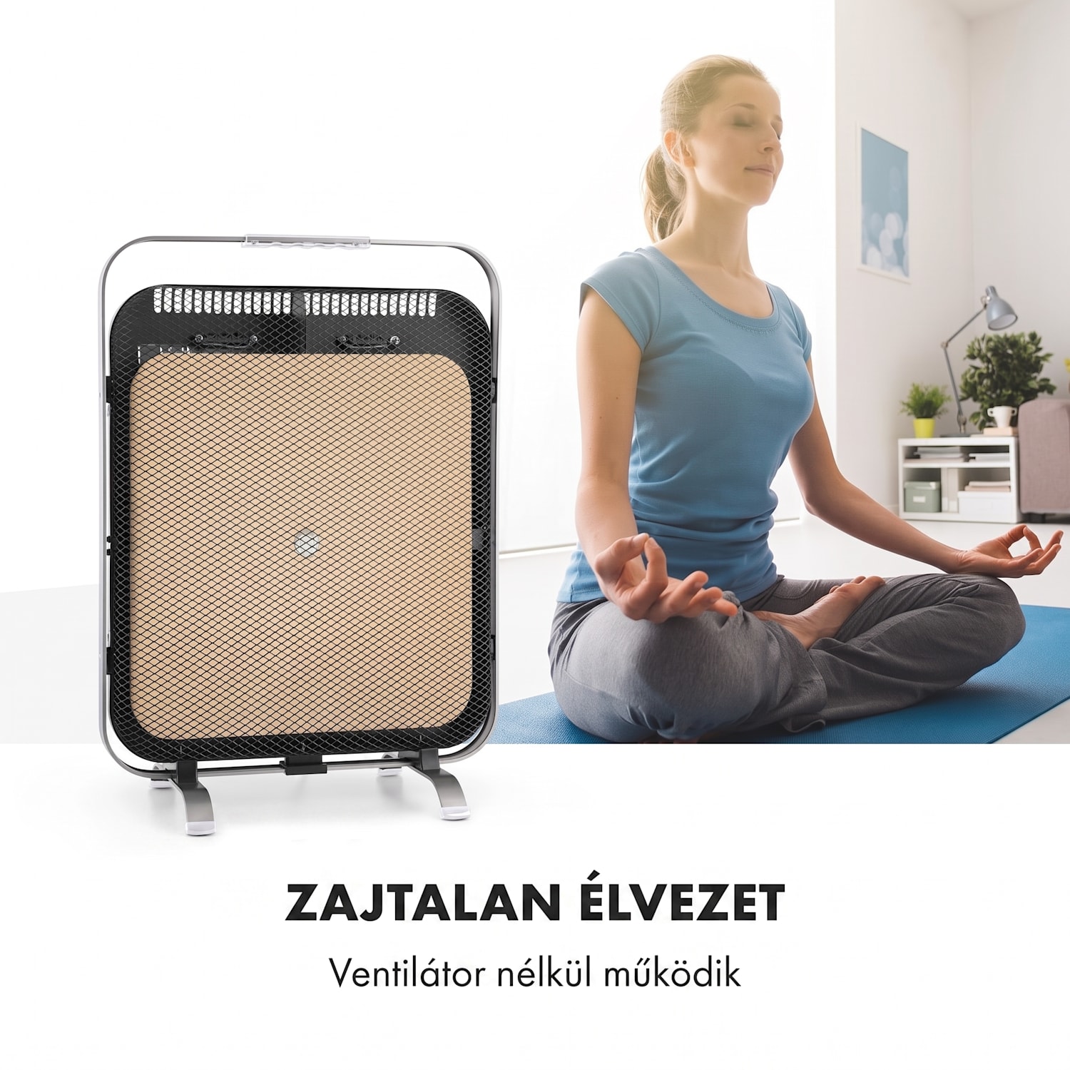HeatPal Marble Blackline, Infravörös fűtőtest, 1300 W, márvány, alumínium Fekete