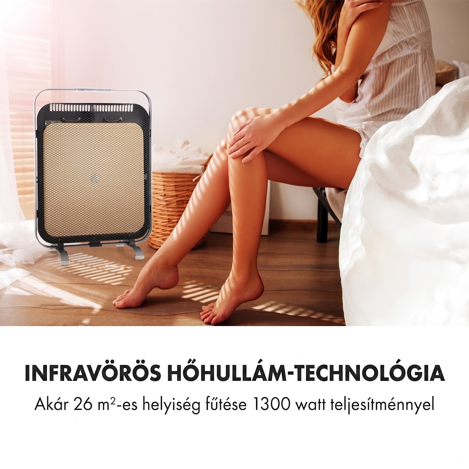 HeatPal Marble Blackline, Infravörös fűtőtest, 1300 W, márvány, alumínium Fekete