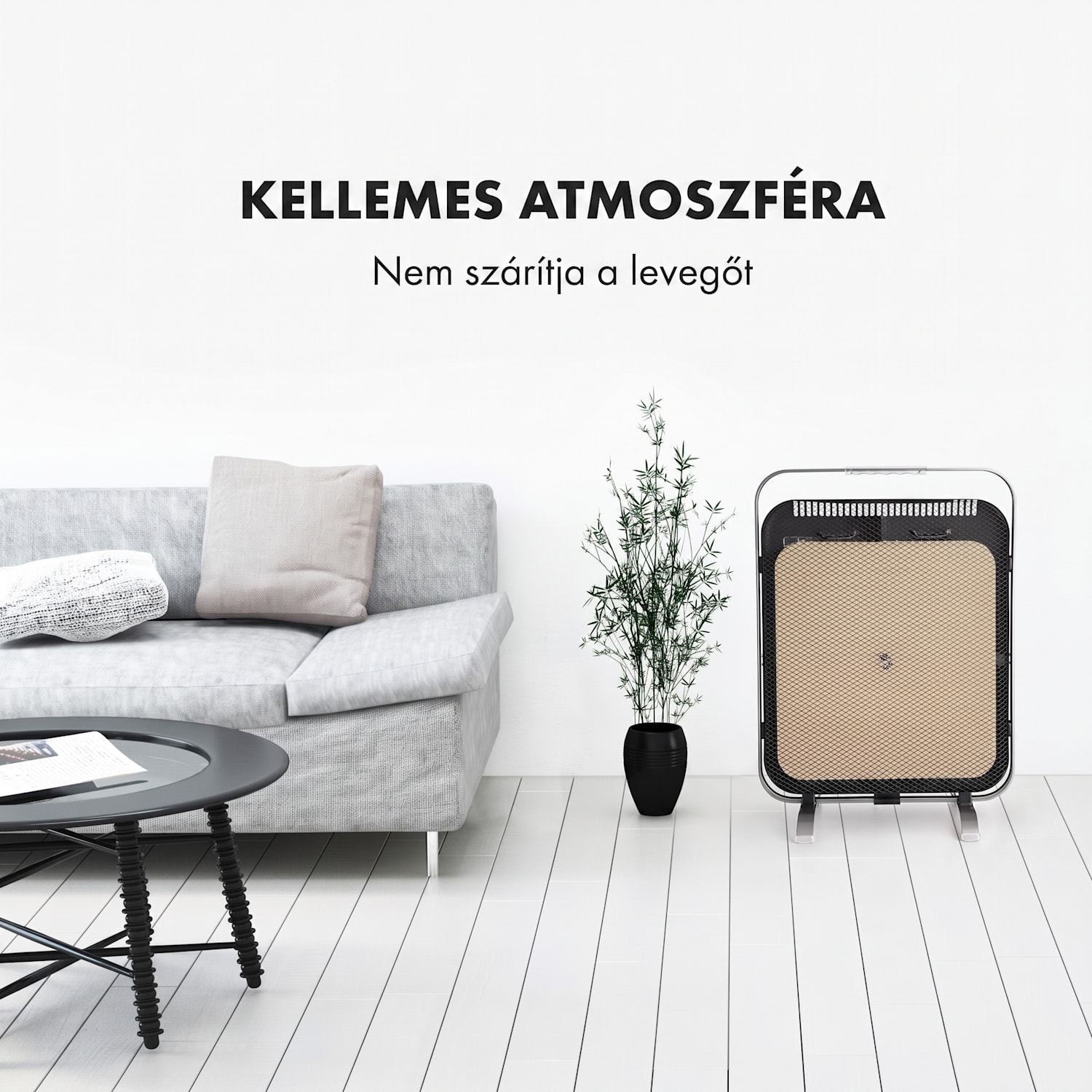 HeatPal Marble Blackline, Infravörös fűtőtest, 1300 W, márvány, alumínium Fekete