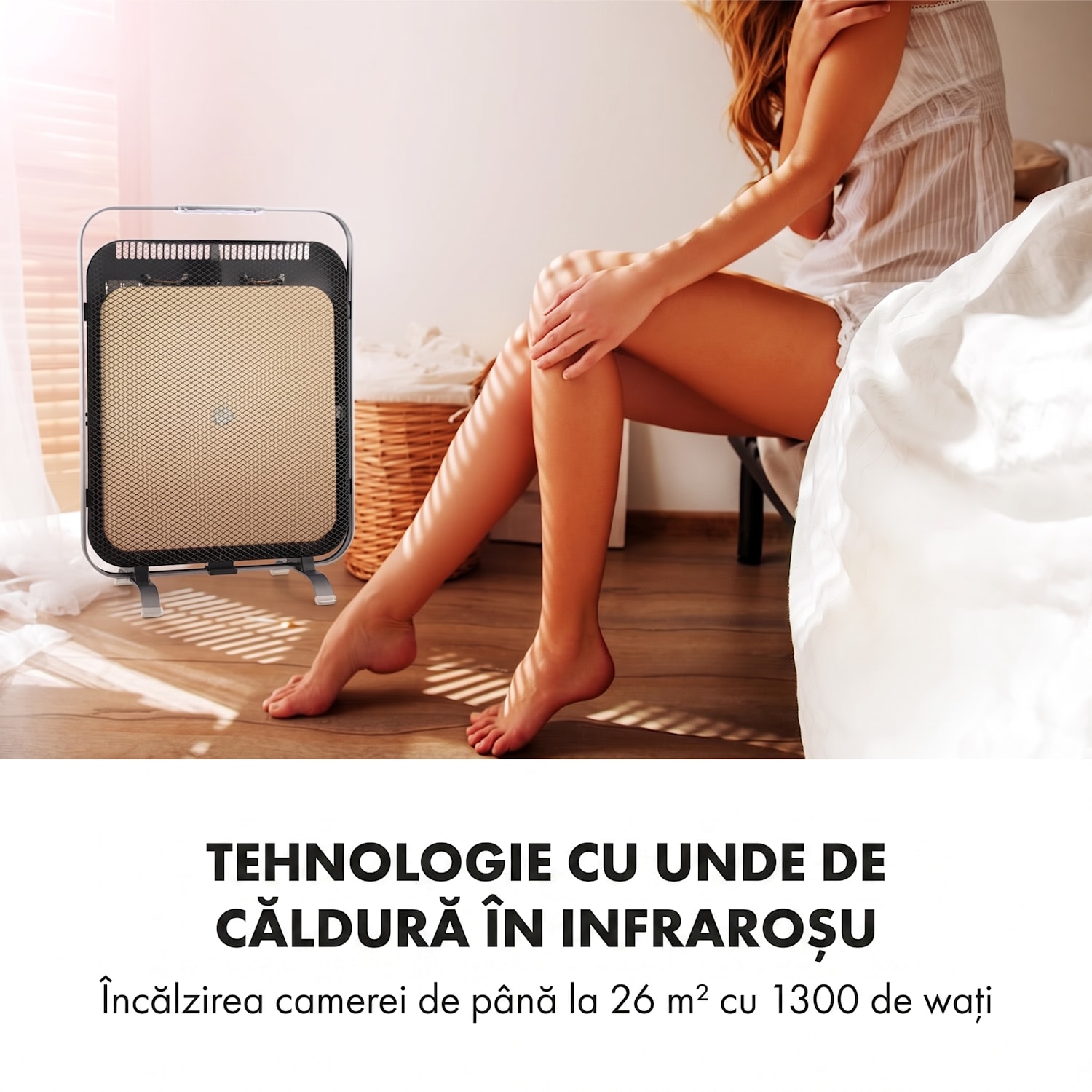 HeatPal Marble Blackline, încălzitor cu infraroșu, 1300W, marmură, aluminiu Negru