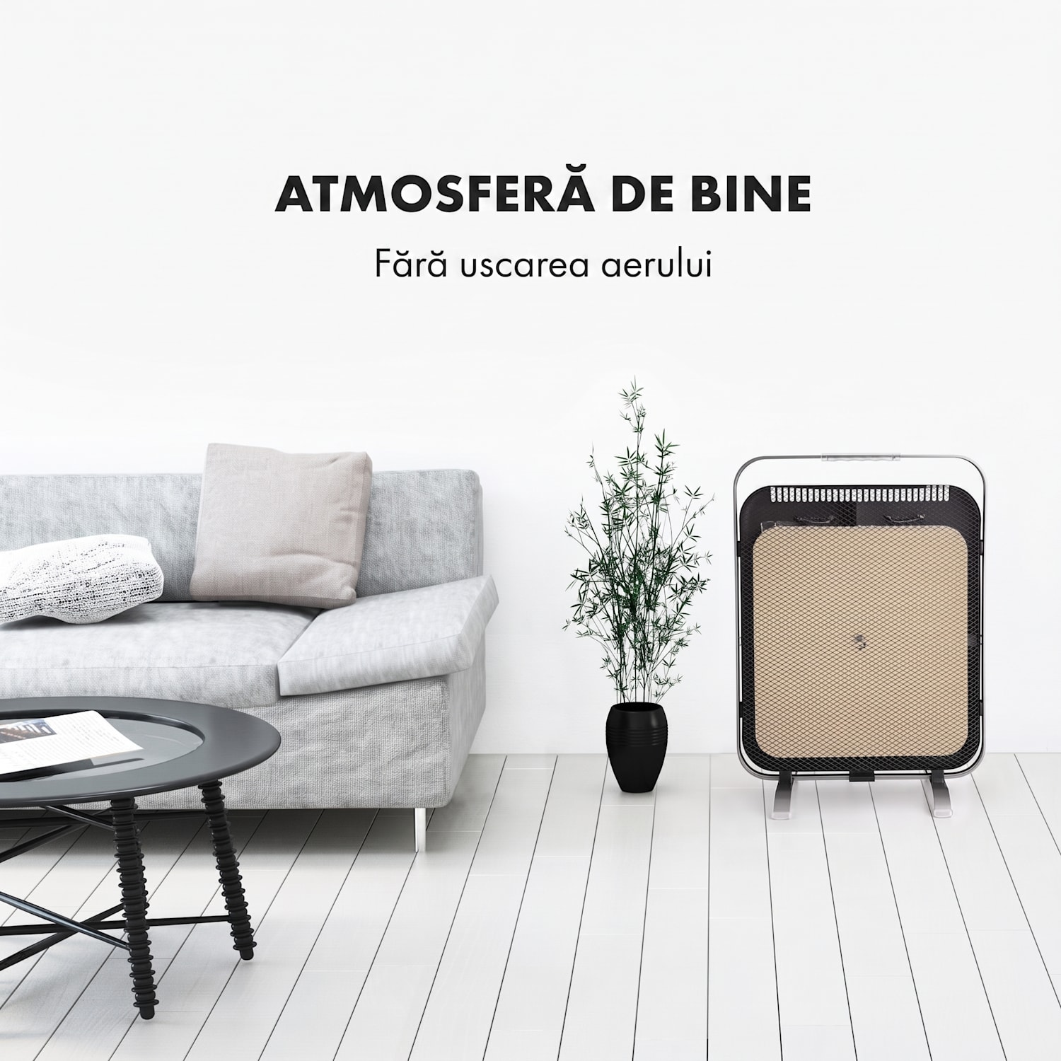 HeatPal Marble Blackline, încălzitor cu infraroșu, 1300W, marmură, aluminiu Negru