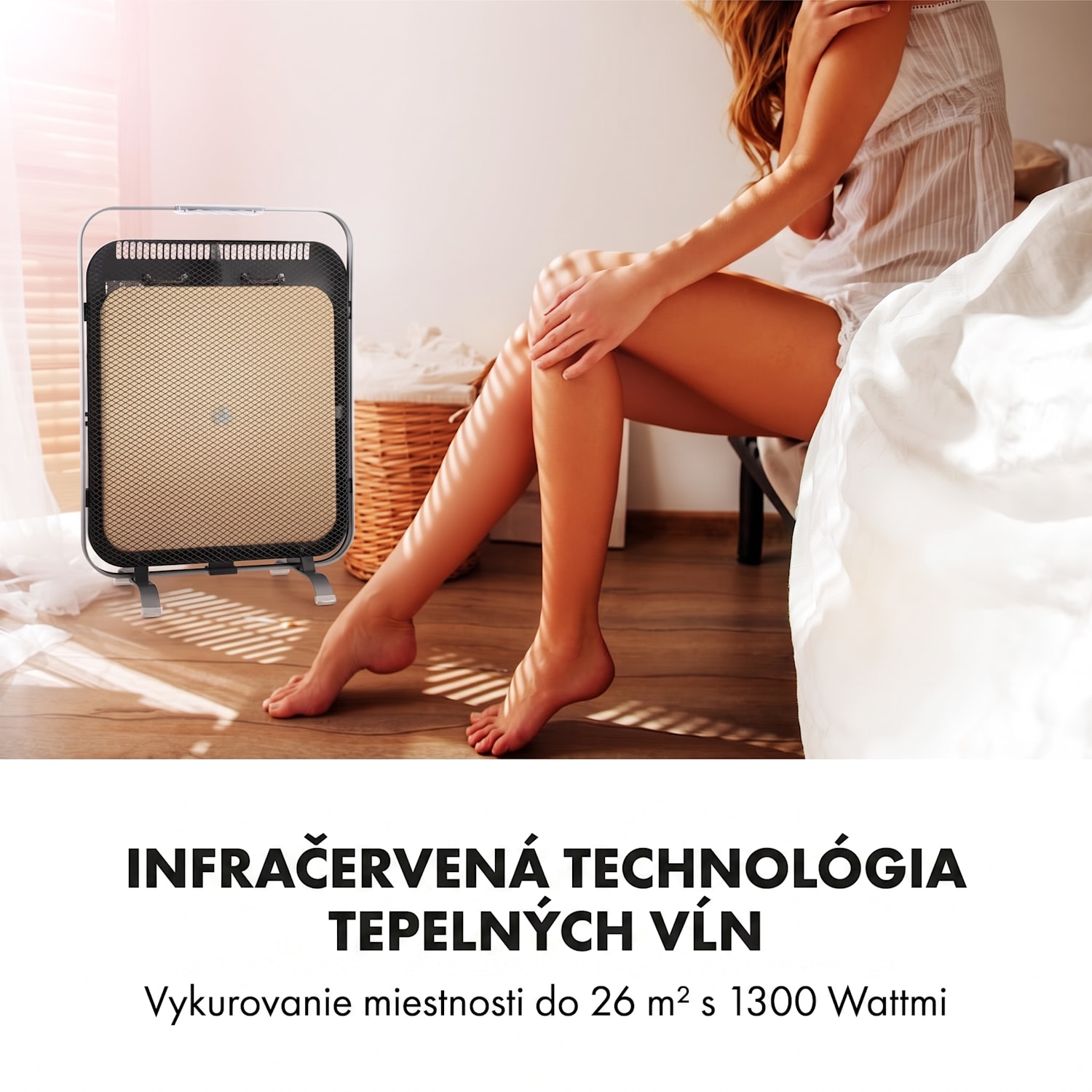 HeatPal Marble Blackline, infračervený ohrievač, 1300 W, mramor, hliník Čierna