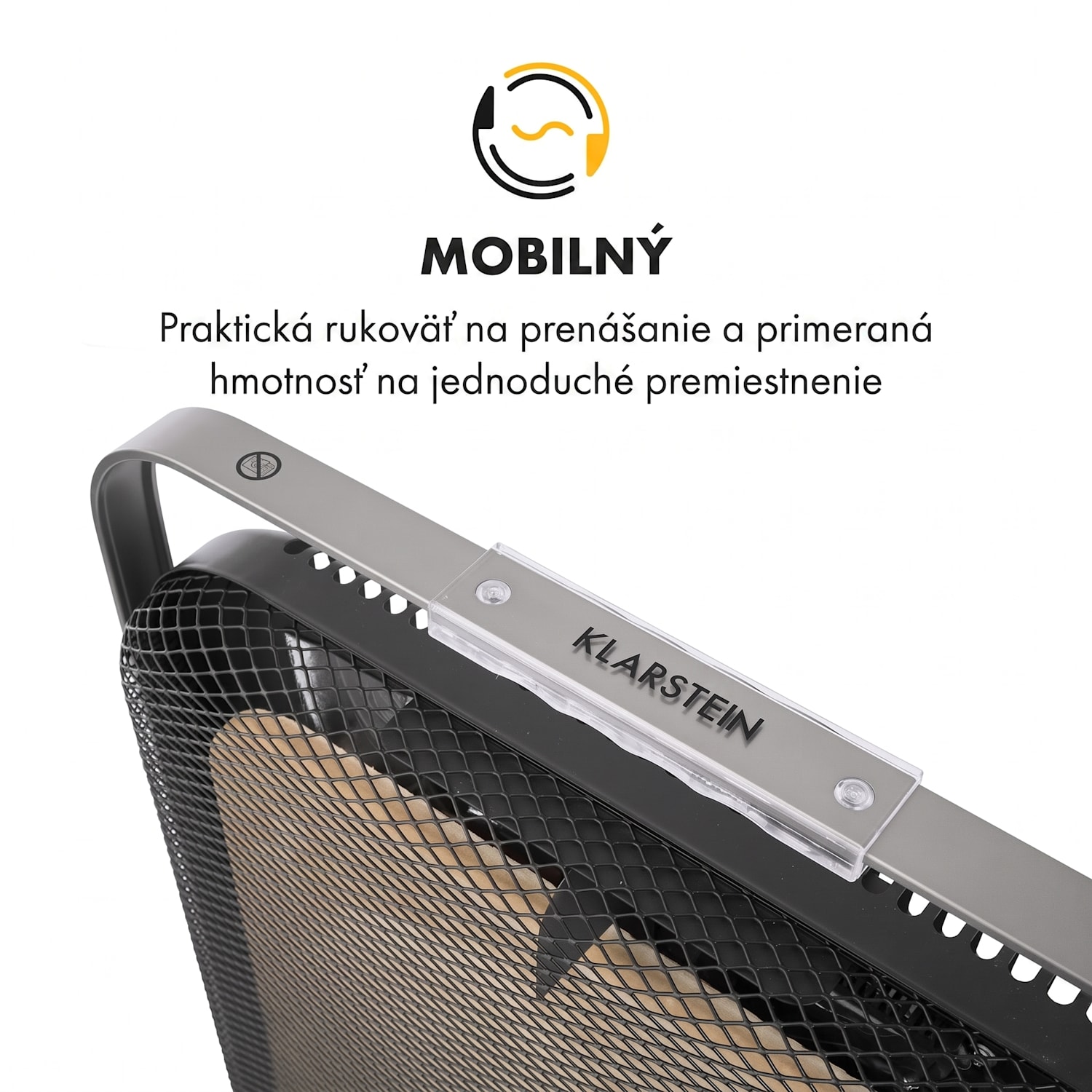 HeatPal Marble Blackline, infračervený ohrievač, 1300 W, mramor, hliník Čierna