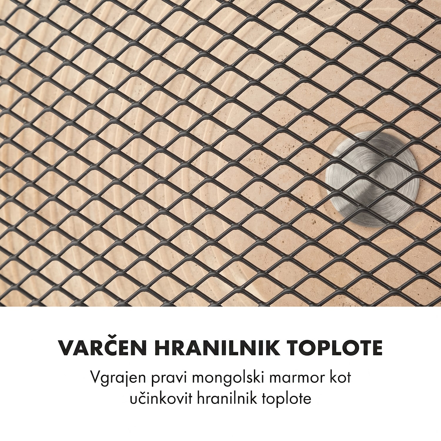 HeatPal Marble Blackline, infrardeči grelnik, 1300 W, marmor, aluminij Črna