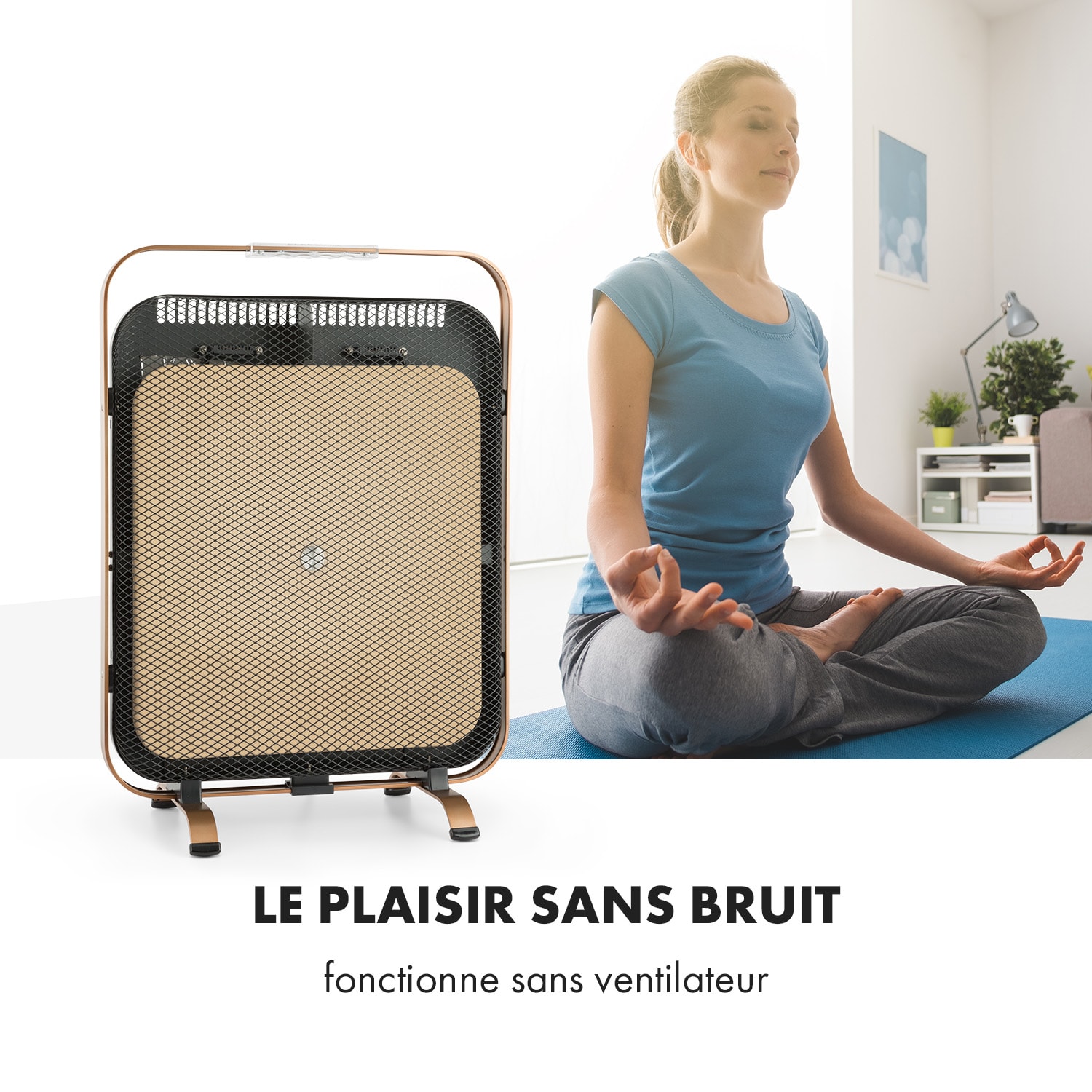 HeatPal Marble Blackline infrarood verwarming 1300W marmer aluminium Zwart / Antiek Goud Metallic