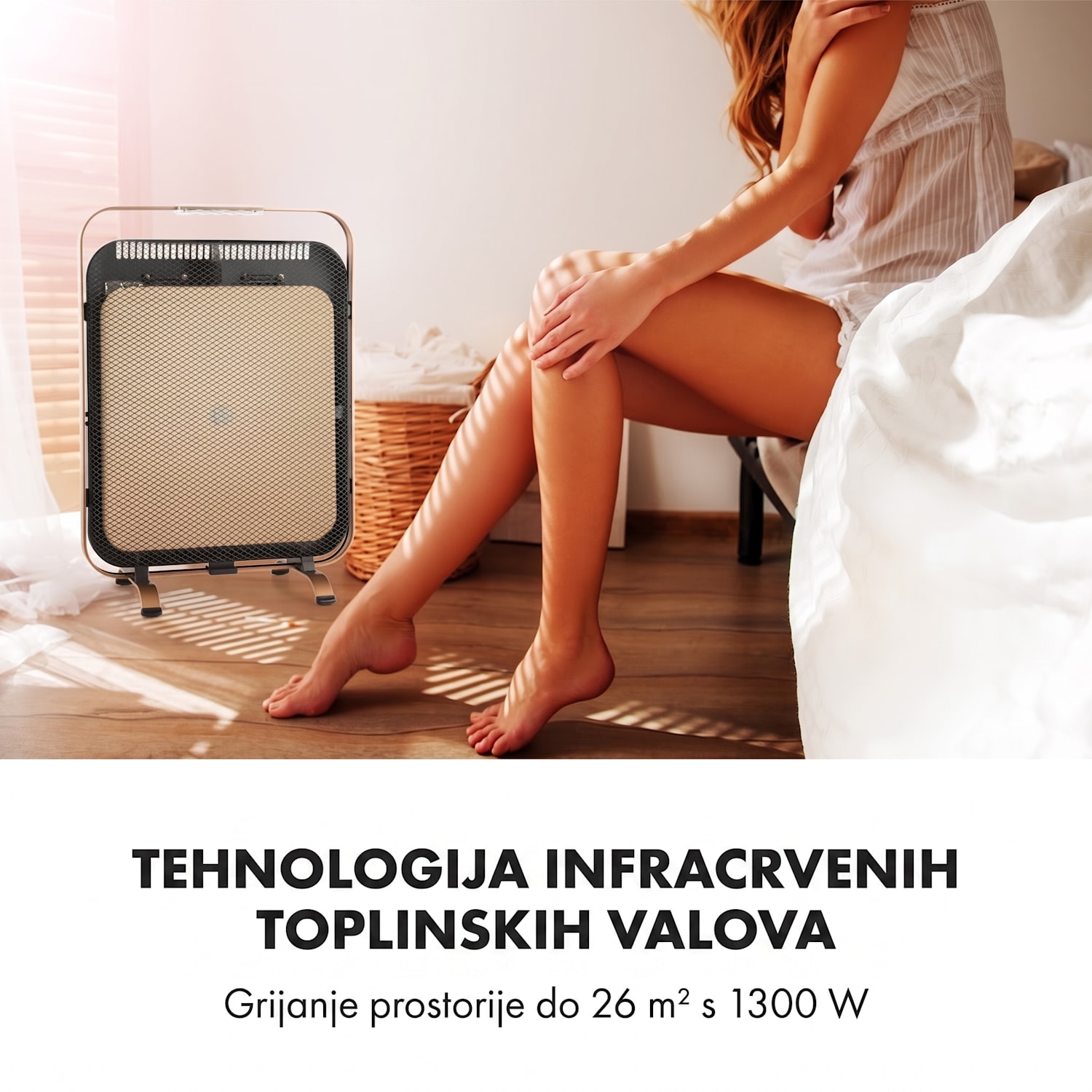 HeatPal Marble Blackline, infracrvena grijalica, 1300 W, mramor, aluminij Crna / antičko zlato metalik