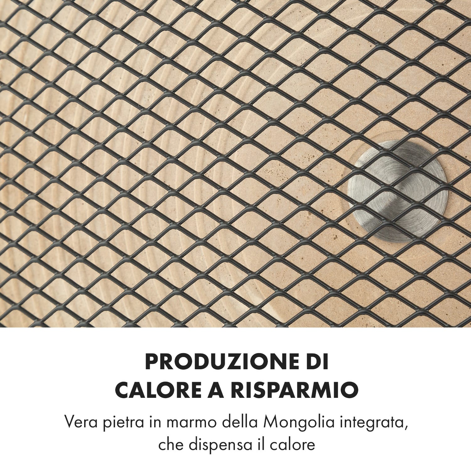 HeatPal Marble Blackline, Pannello Radiante a Infrarossi, Marmo, Alluminio, 1300W Nero/ Oro anticato metallizzato