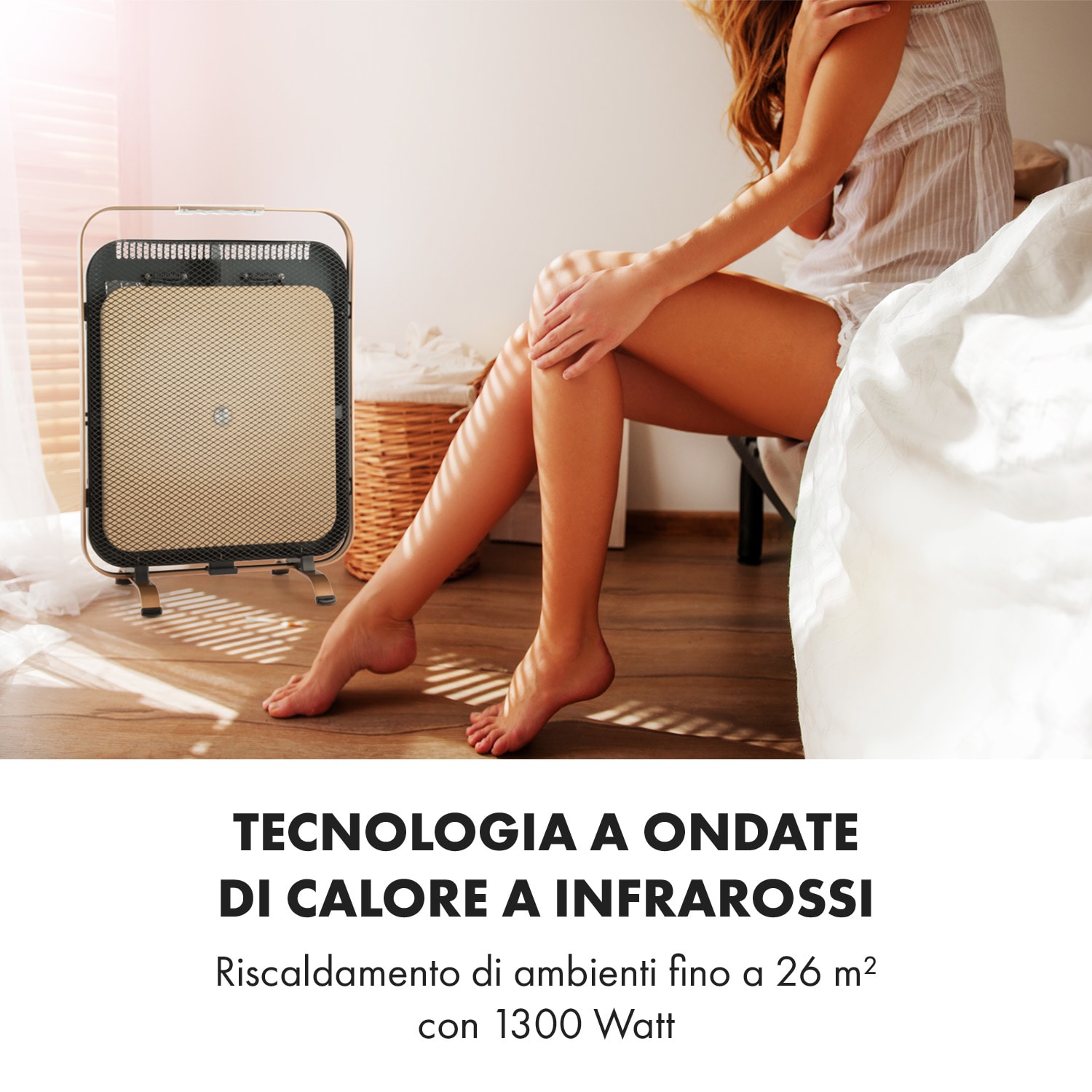 HeatPal Marble Blackline, Pannello Radiante a Infrarossi, Marmo, Alluminio, 1300W Nero/ Oro anticato metallizzato