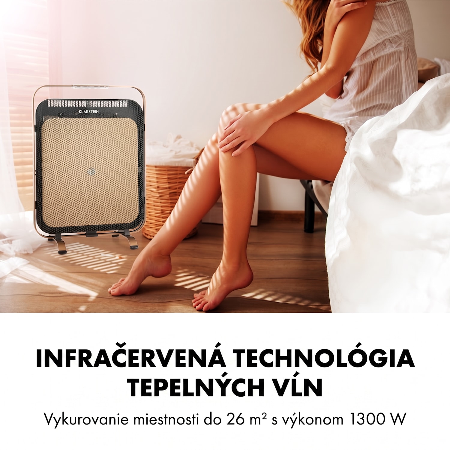 HeatPal Marble Blackline, infračervený ohrievač, 1300 W, mramor, hliník 